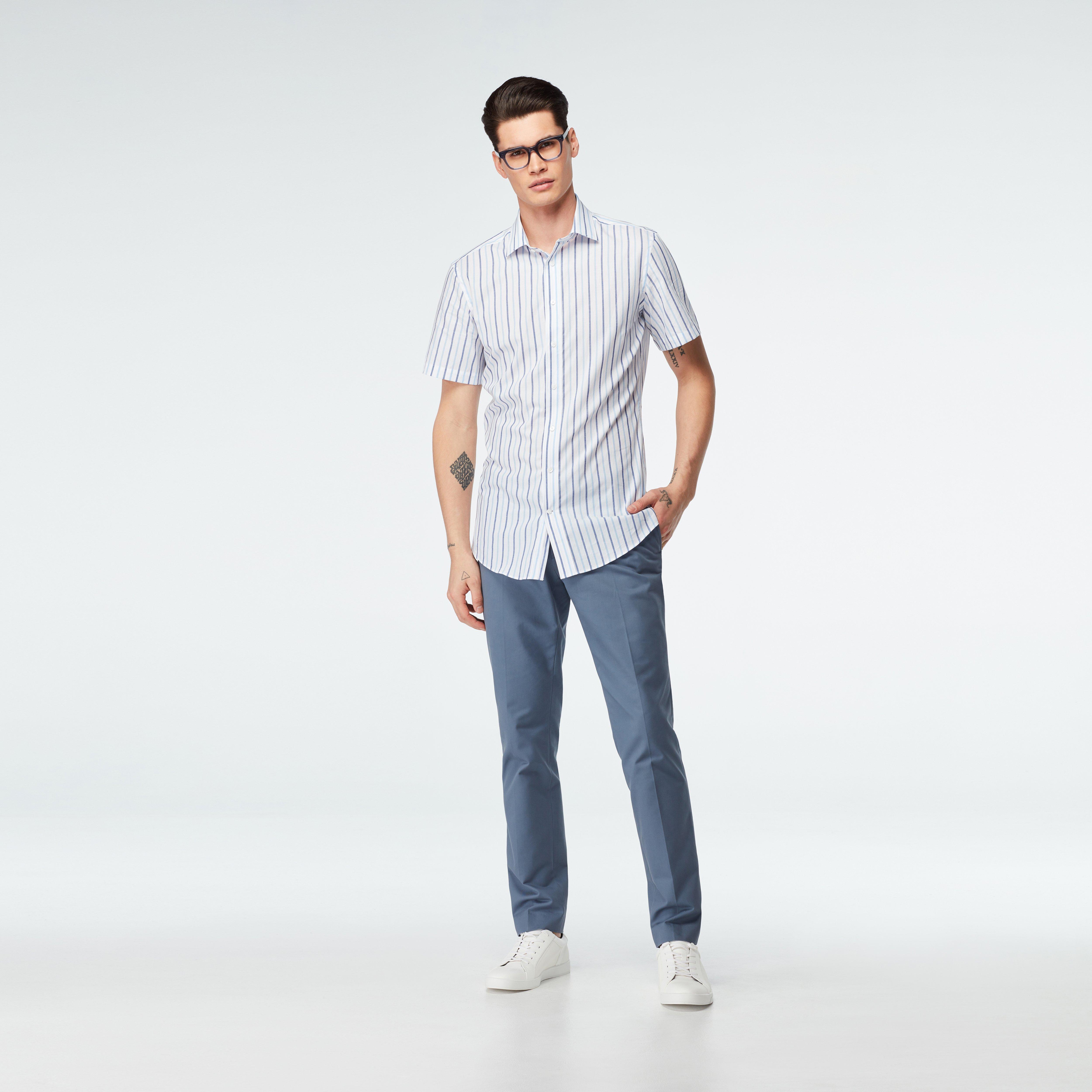 Stroud Stripe Navy Light Blue Casual Shirt