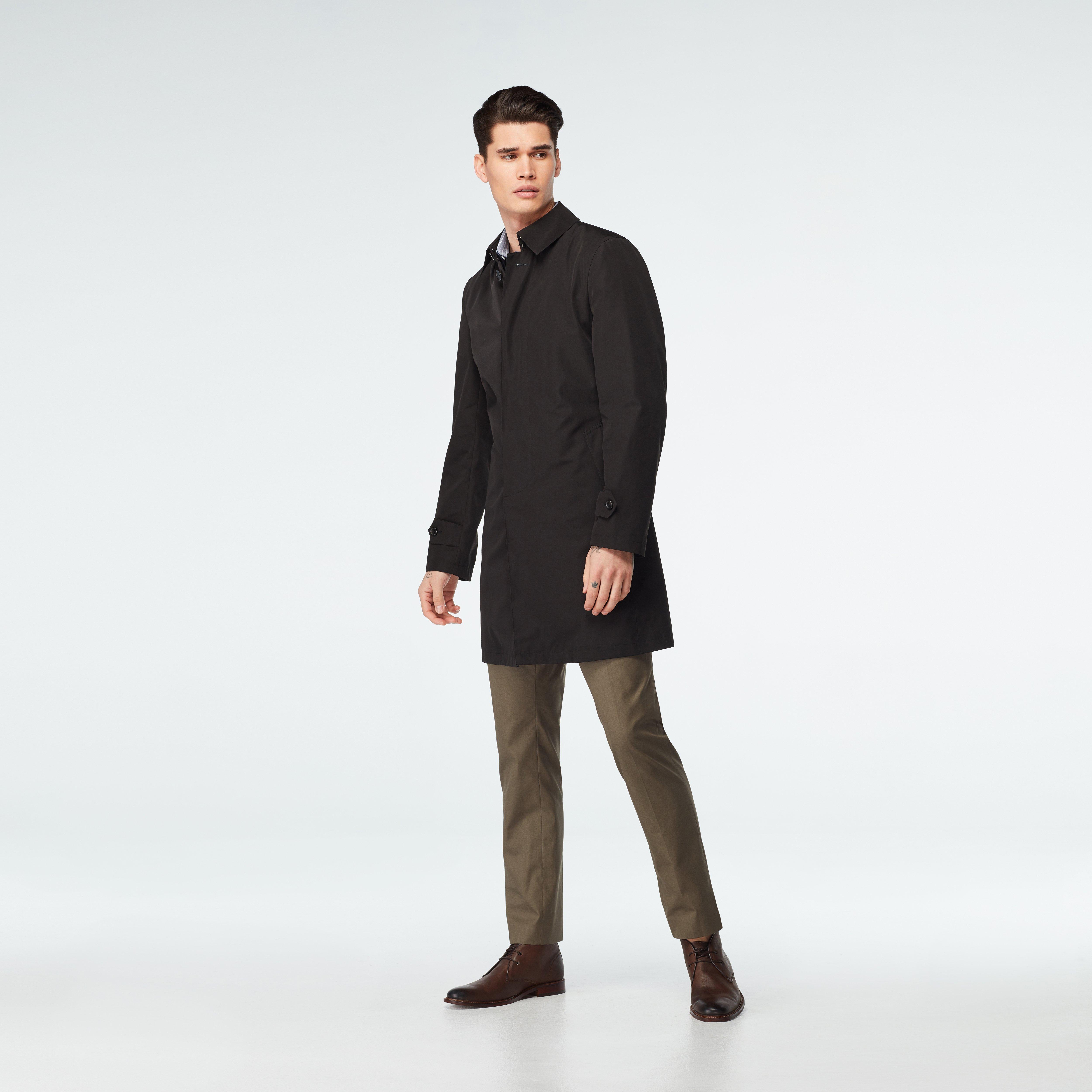 Men's Custom Coats - Hadlow Raincoat Black| INDOCHINO