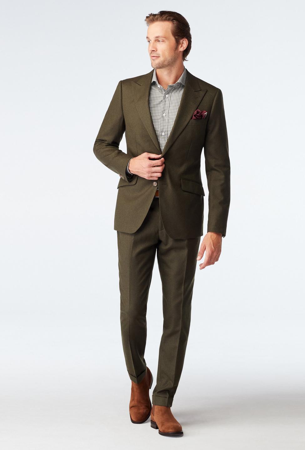 Prescot Herringbone Olive Suit (CAD)