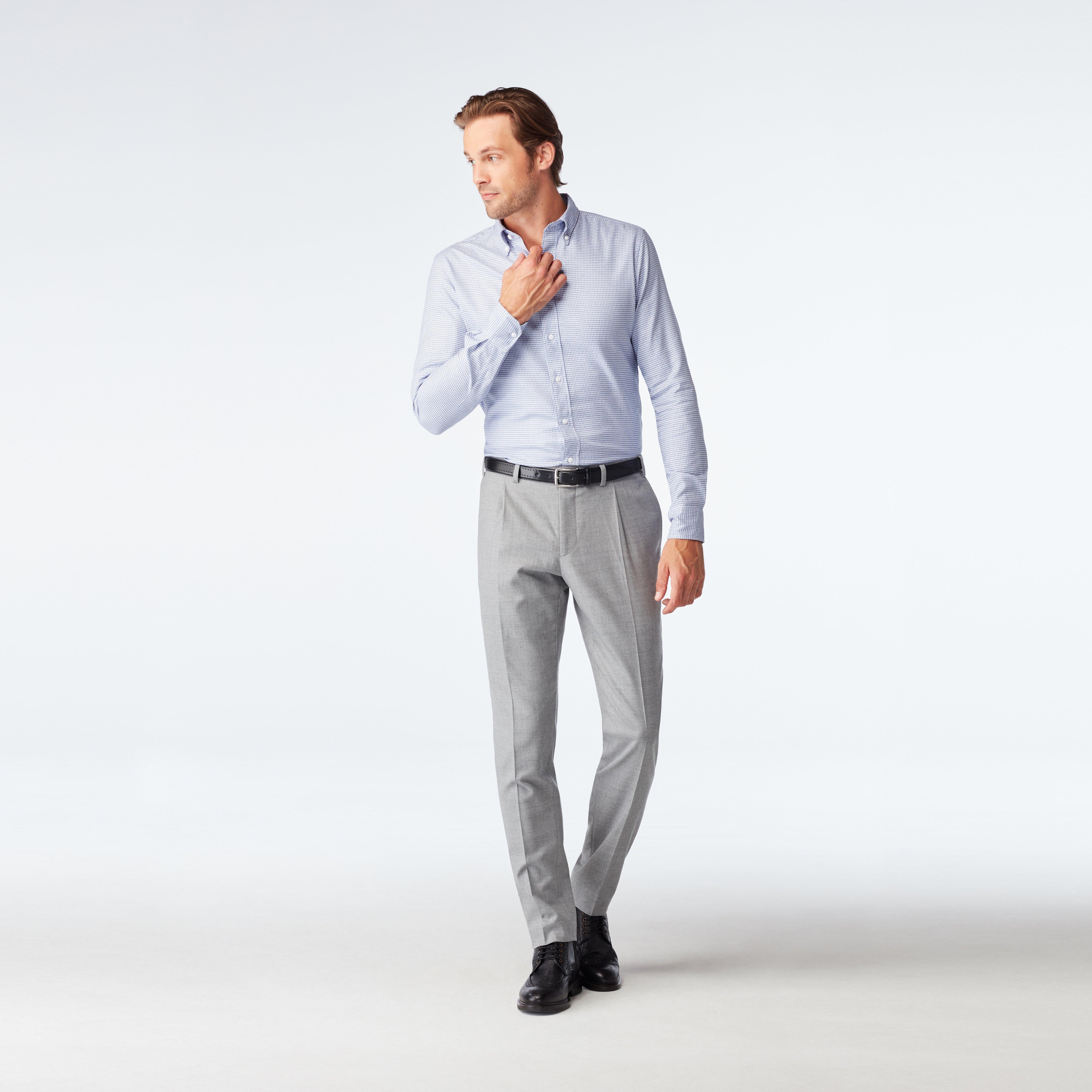 Custom Pants Made For You - Hayward Flannel Light Gray Pants | INDOCHINO