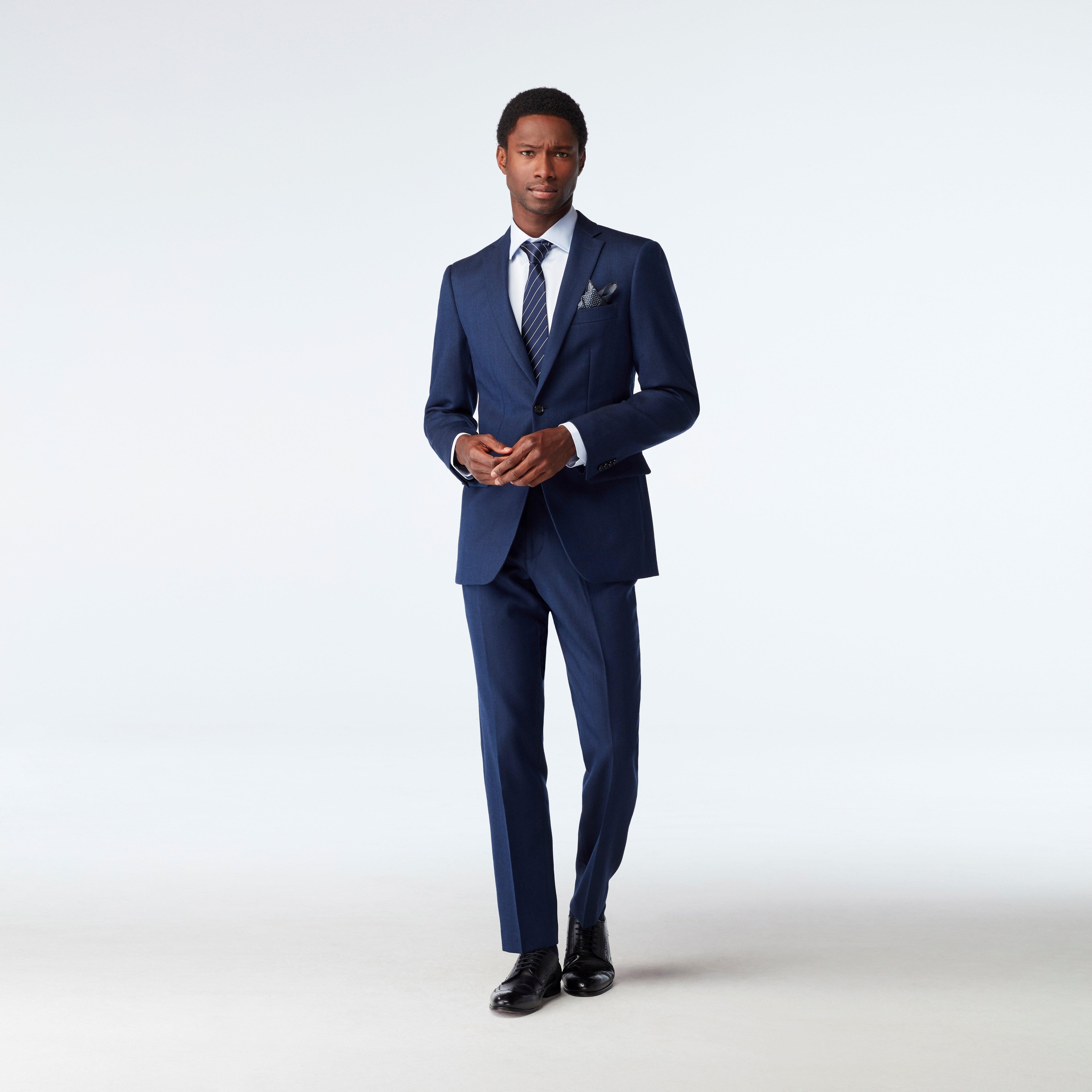 Custom Suits Made For You - Farhill Herringbone Navy Suit 