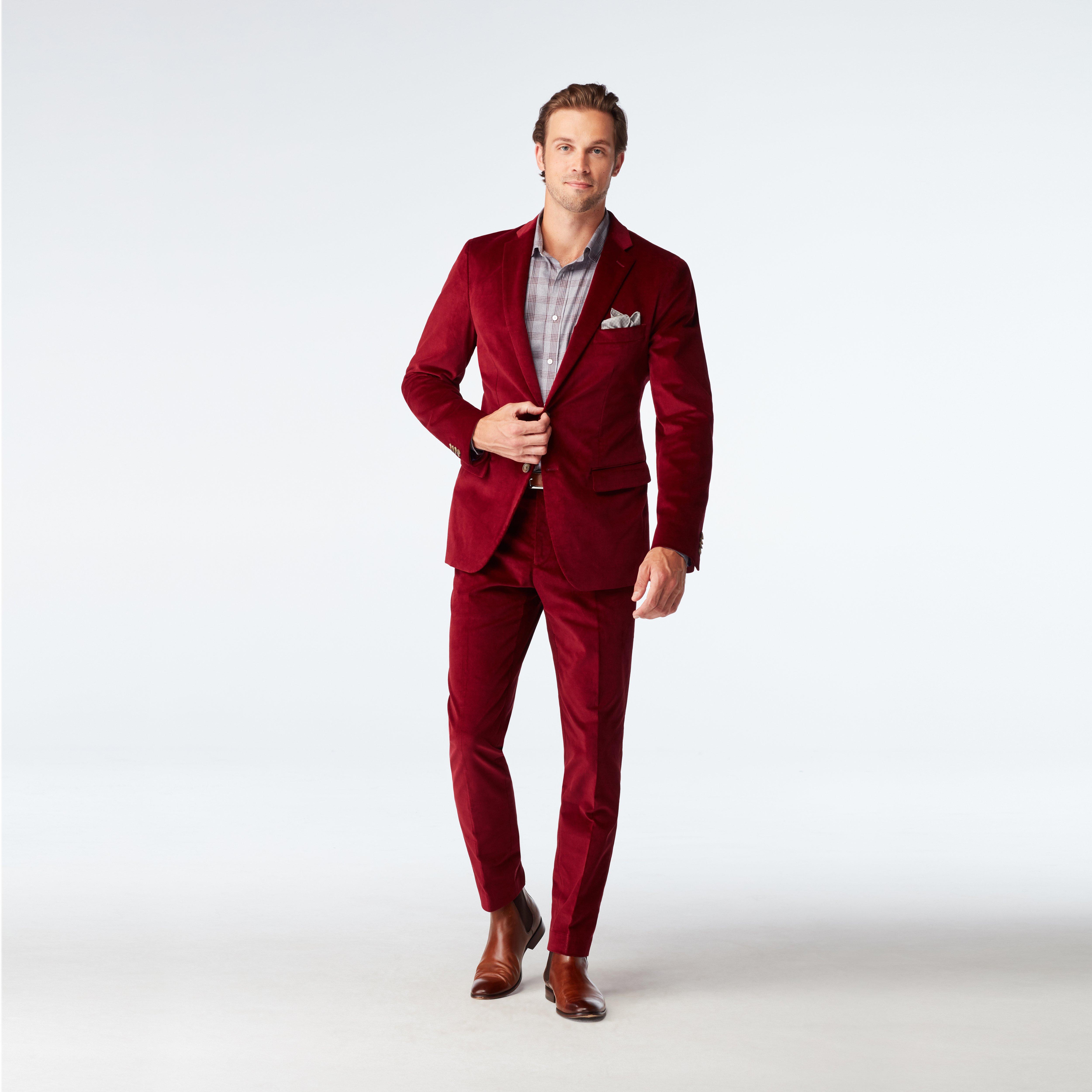 Custom Suits Made For You Flaxton Corduroy Red Suit INDOCHINO