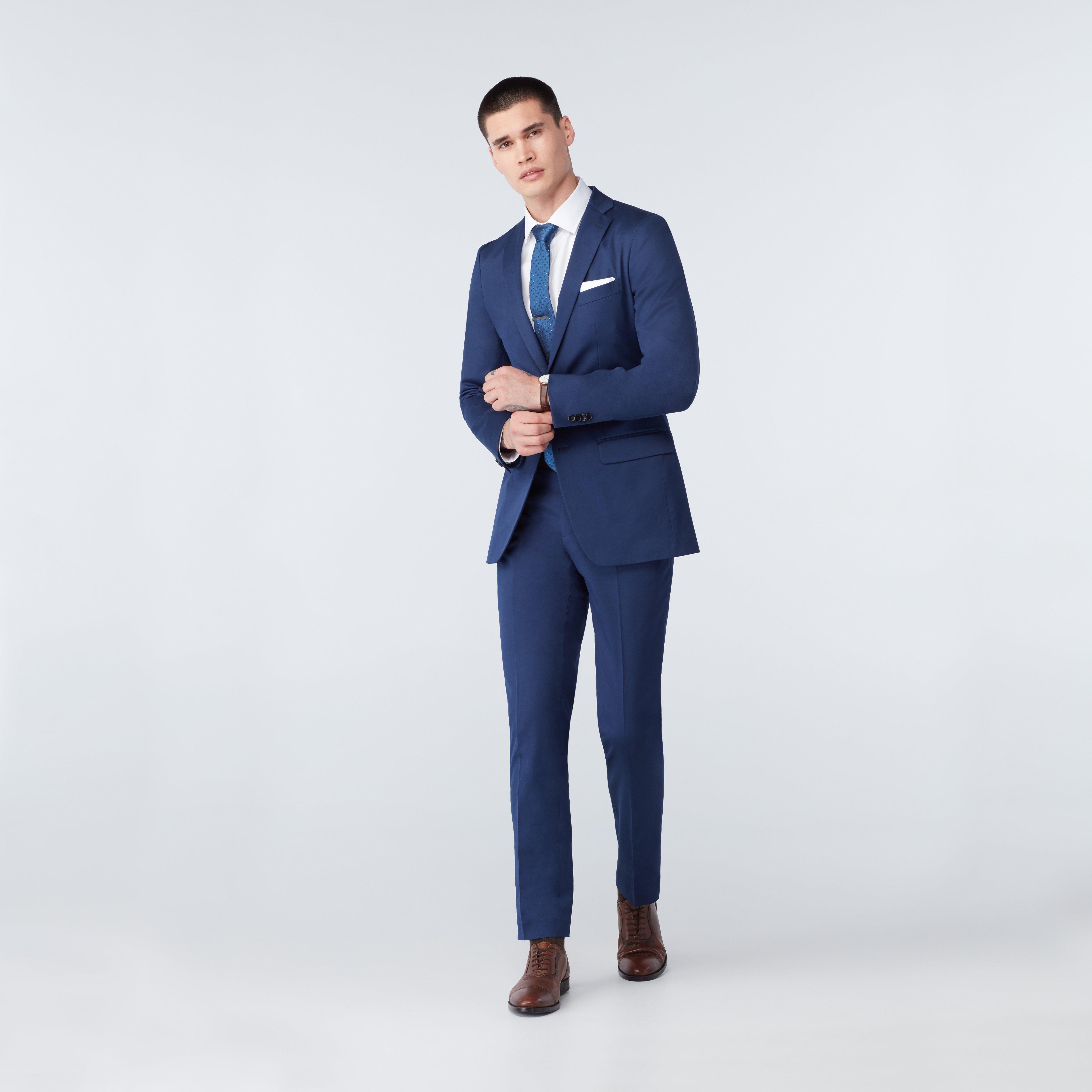 M7182-NP-PK: Blue Modern Fit 3 Piece Suit