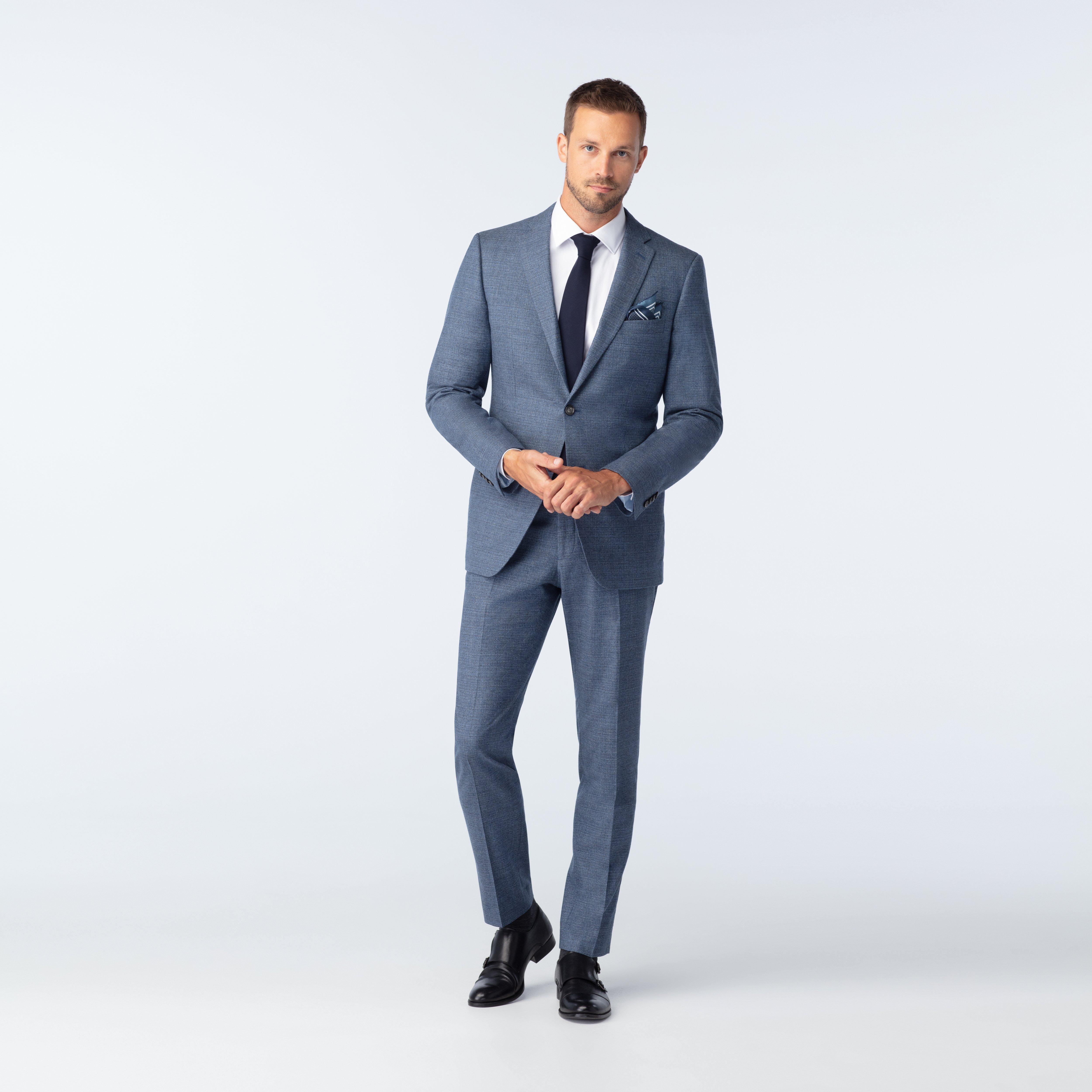 Custom Suits Made For You - Monza Royal Flannel Stone Blue Suit | INDOCHINO