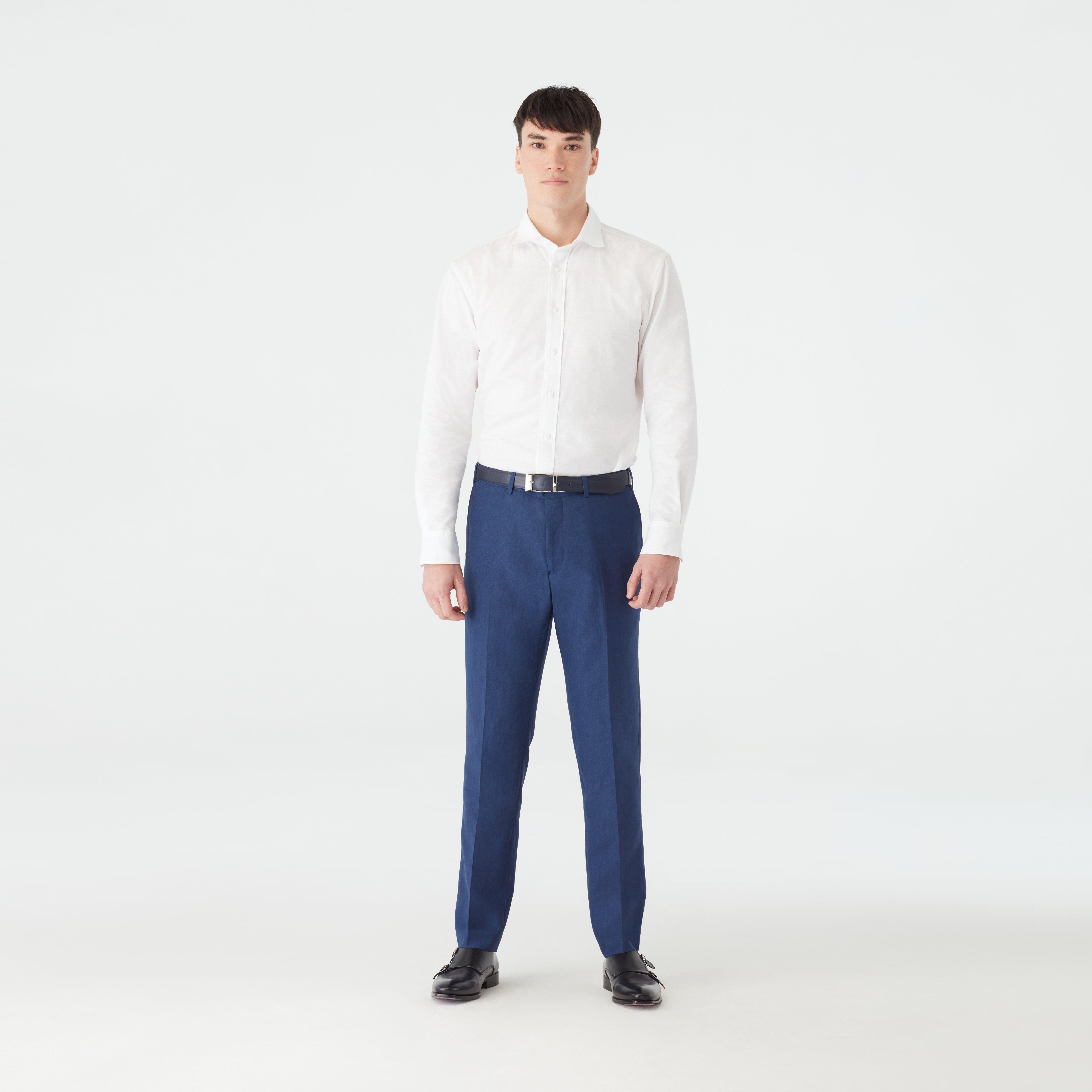 Custom Pants Made For You - Kelly Wool Silk Navy Pants | INDOCHINO