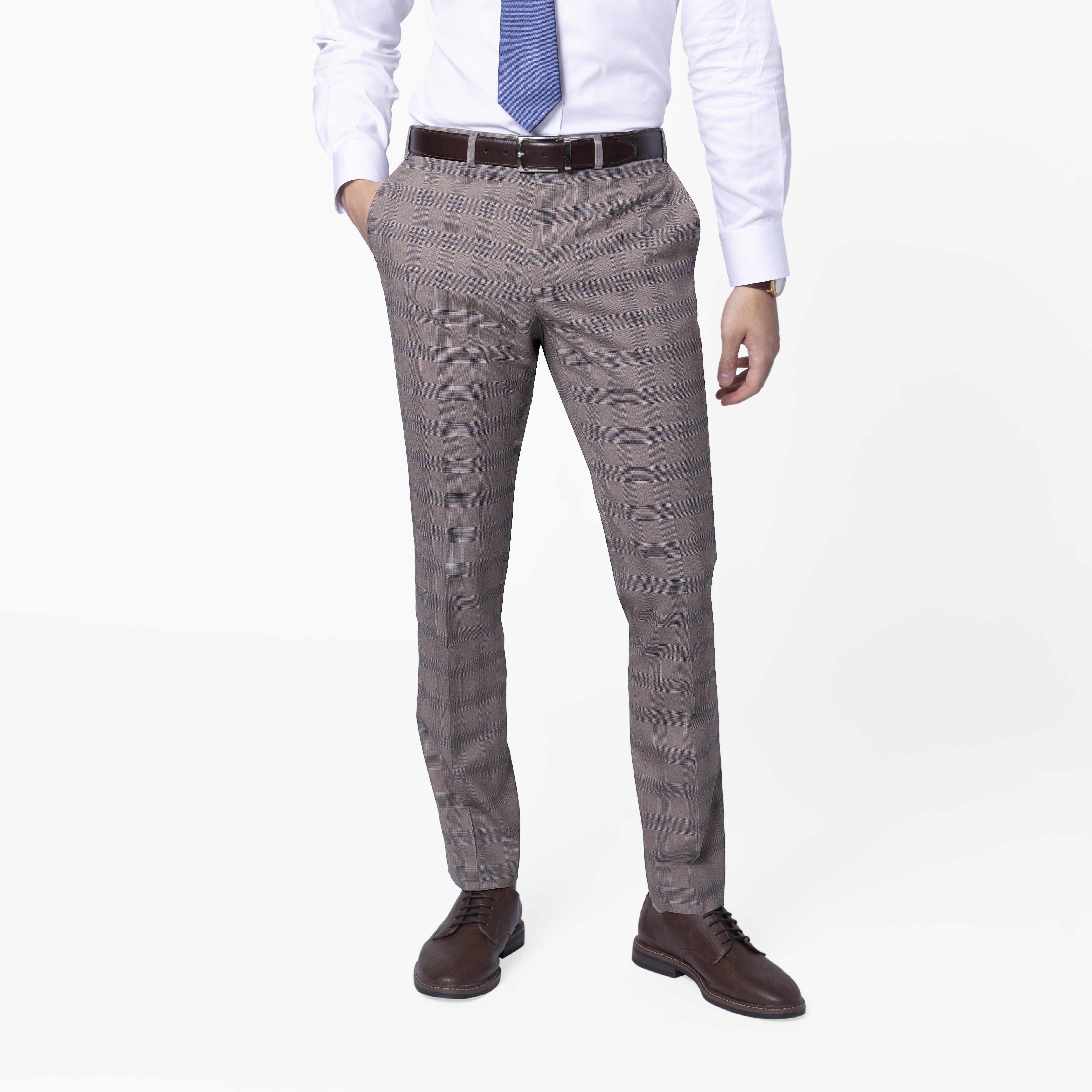 Custom Pants Made For You - Kettering Plaid Light Brown Pants | INDOCHINO