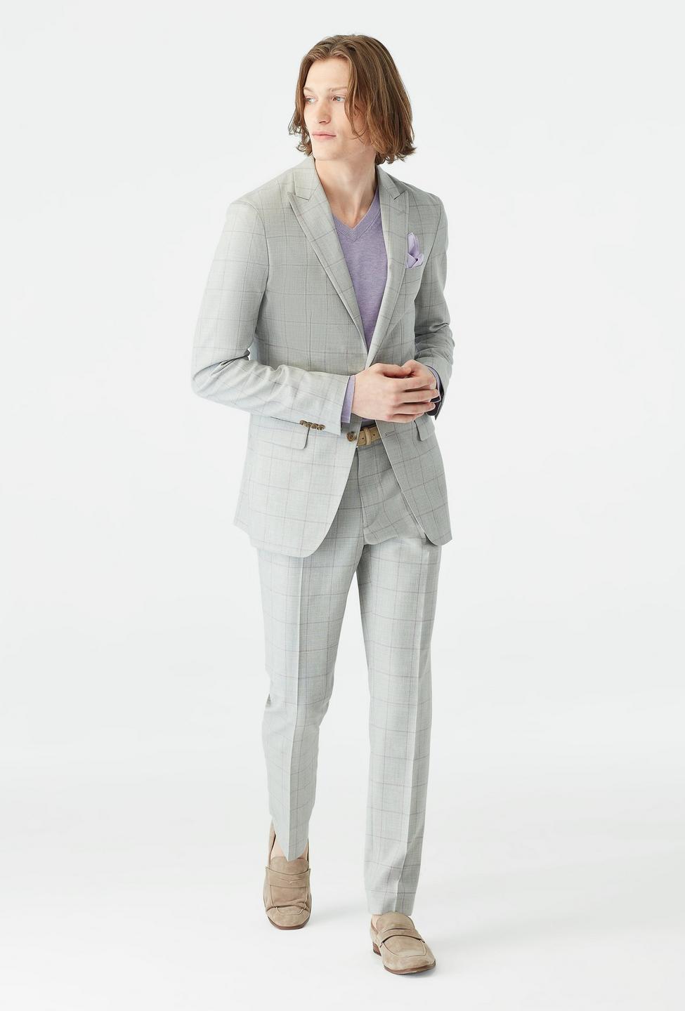 Keyford Windowpane Light Gray With Lavender Suit