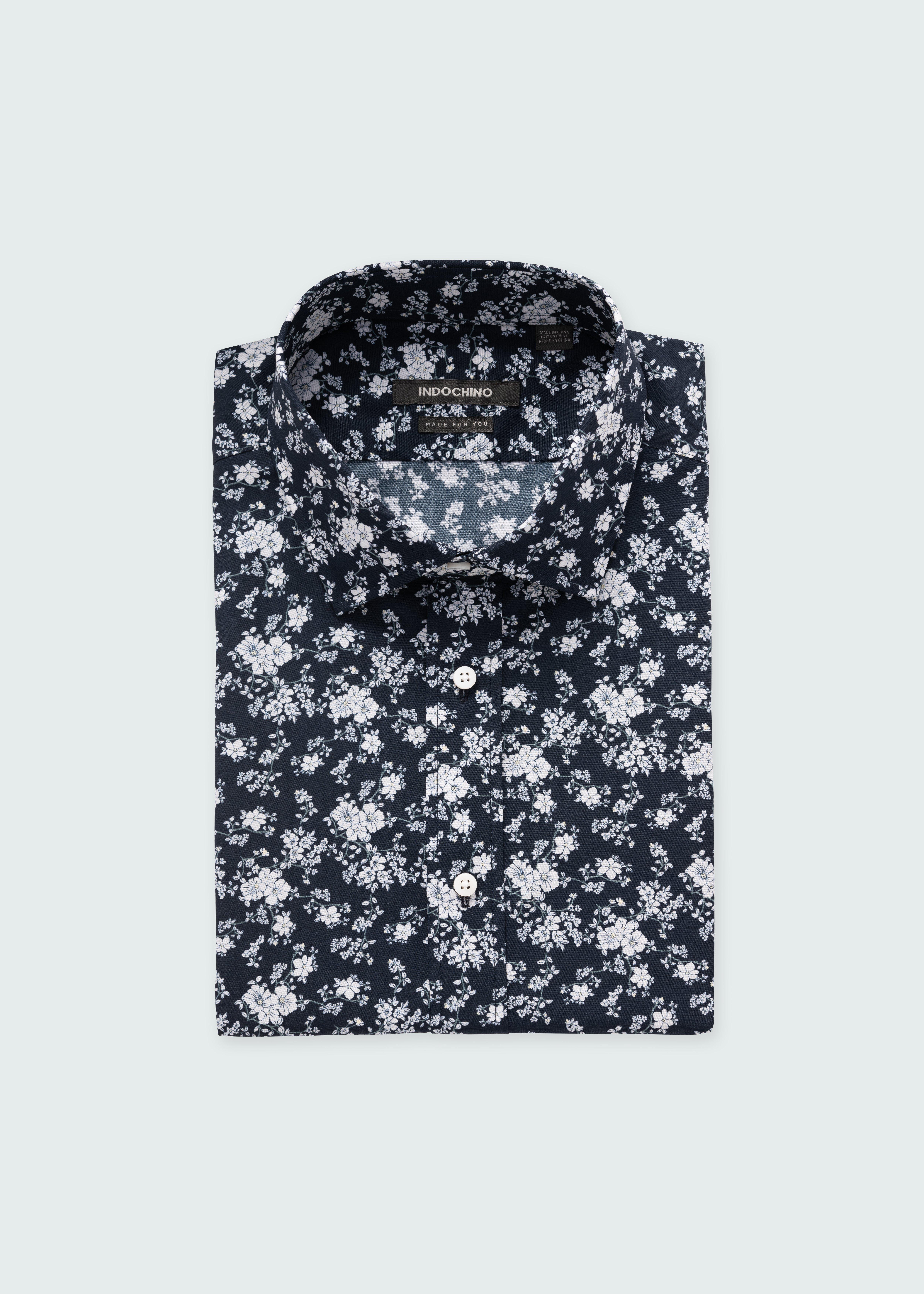 Men's Custom Shirts - Kettleby Floral Navy Shirt | INDOCHINO
