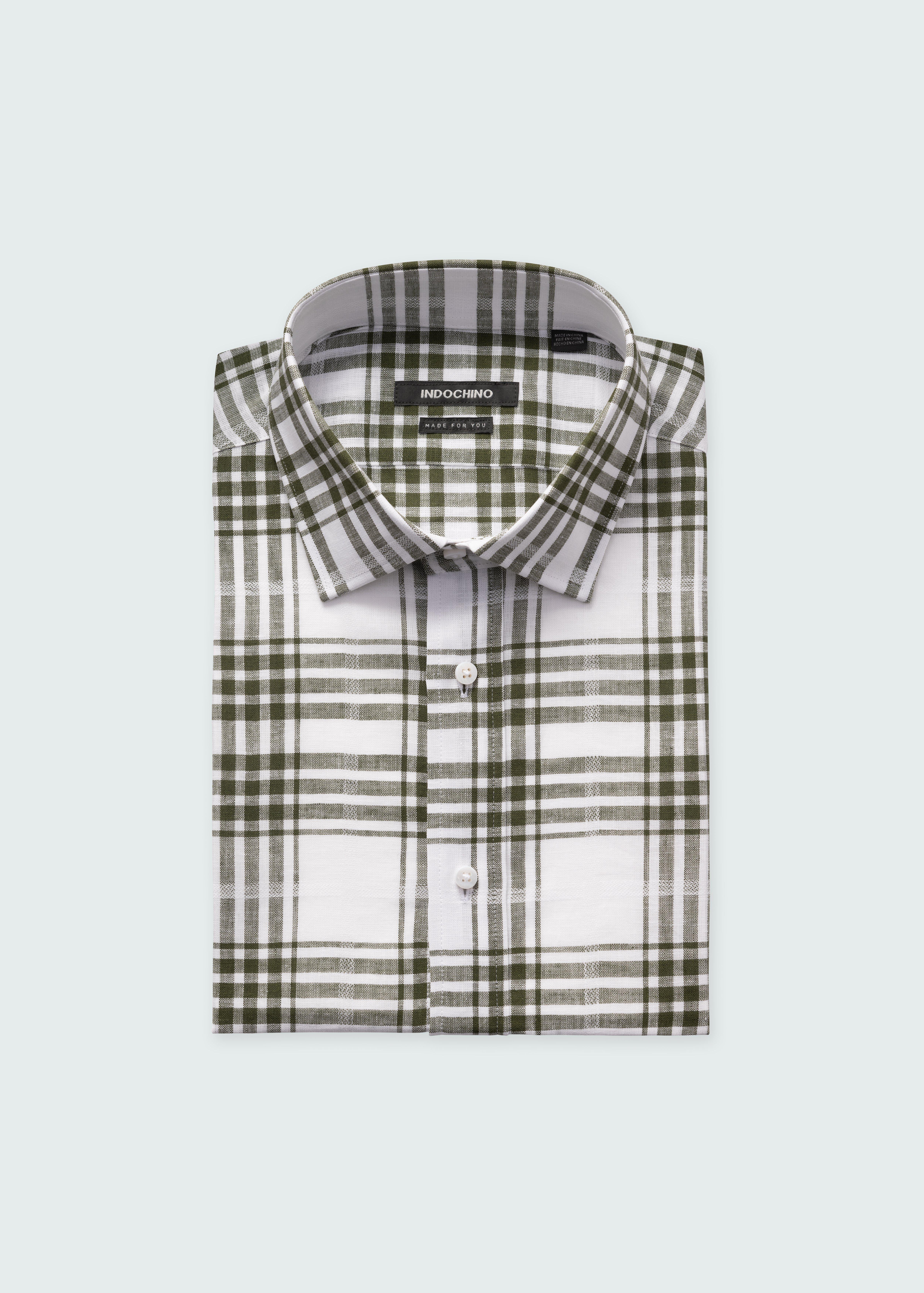 Men's Custom Shirts - Kirkley Plaid Olive Shirt | INDOCHINO