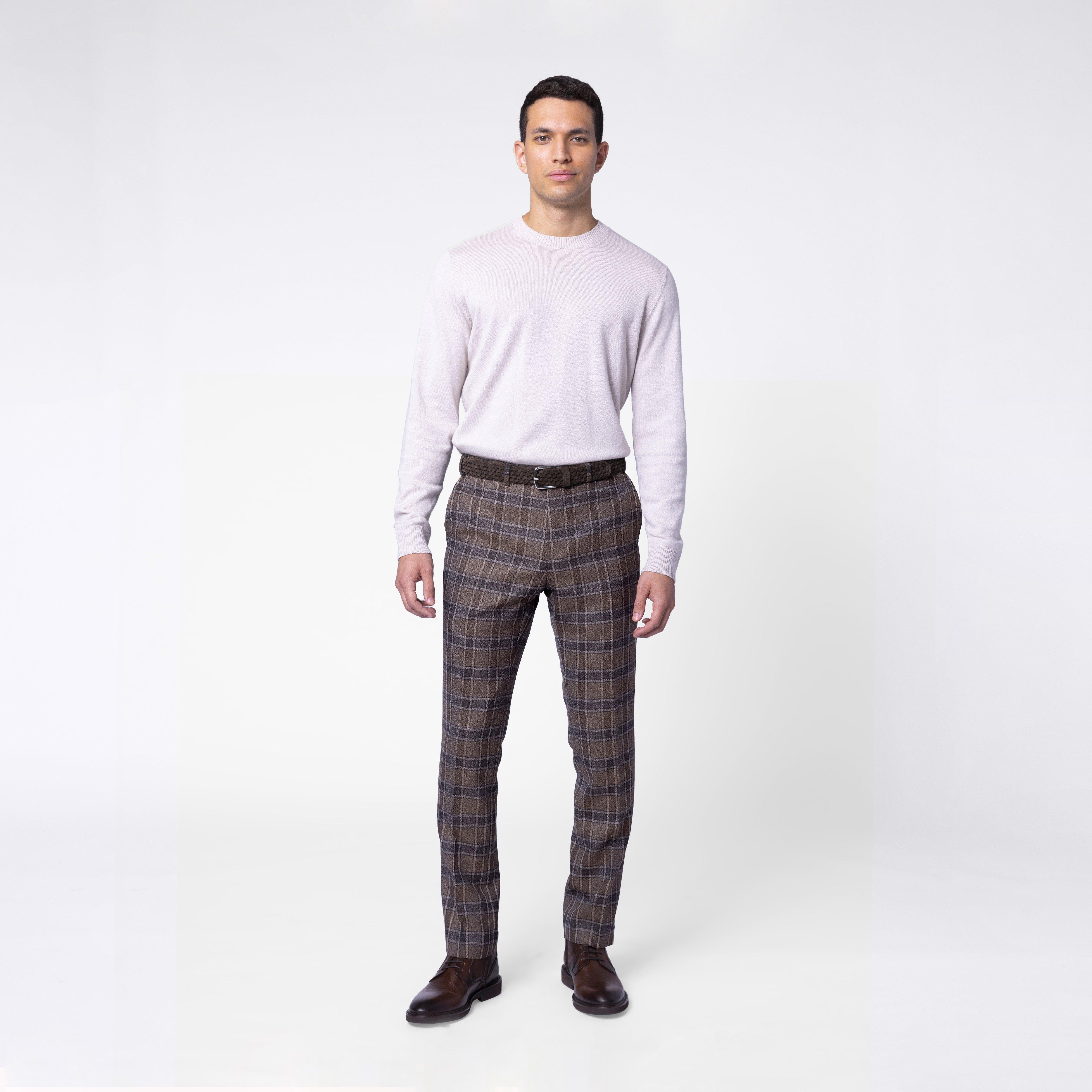 Custom Pants Made For You - Jedburgh Plaid Brown Pants | INDOCHINO