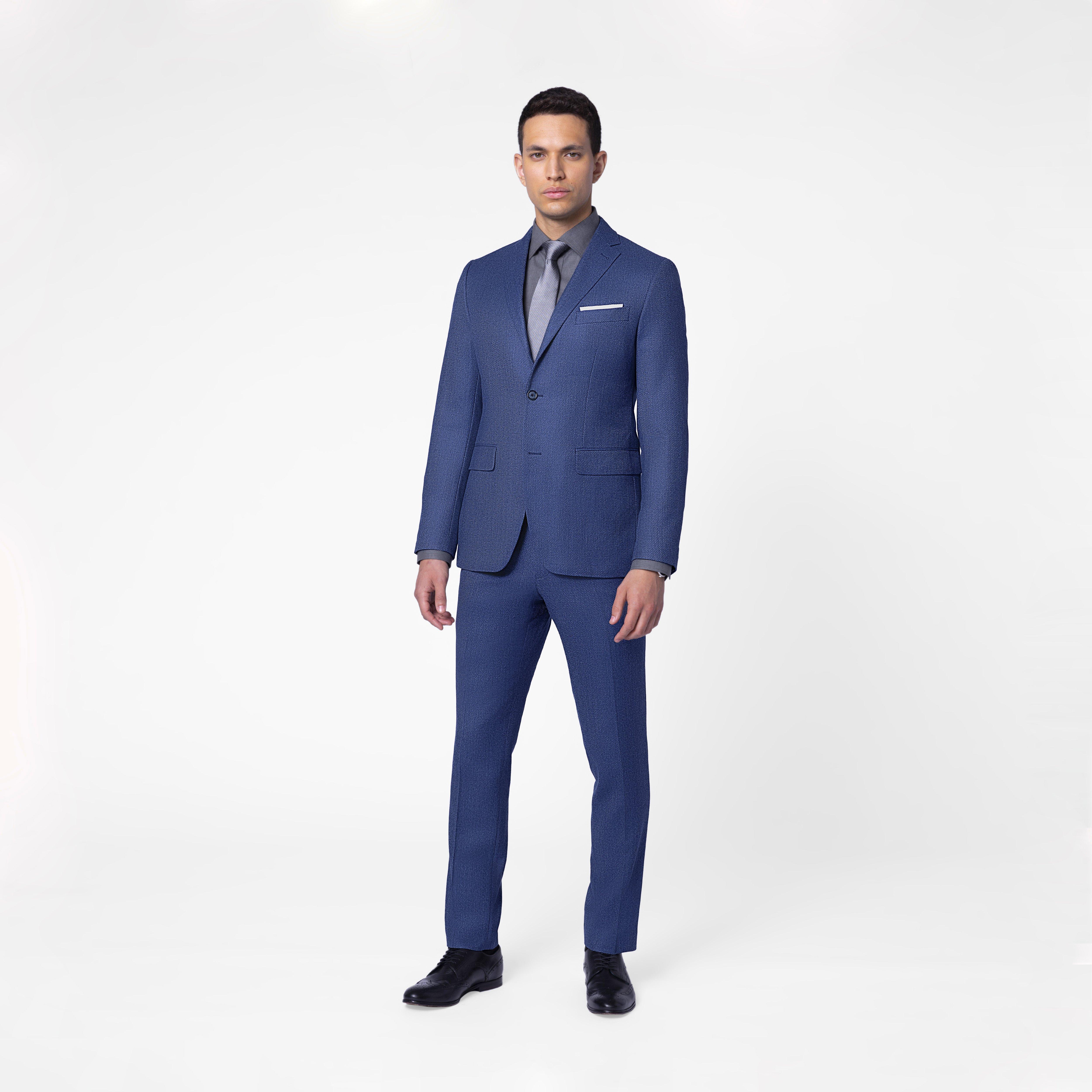 Custom Suits Made For You - Mezzana Wide Twill Flannel Blue Suit 