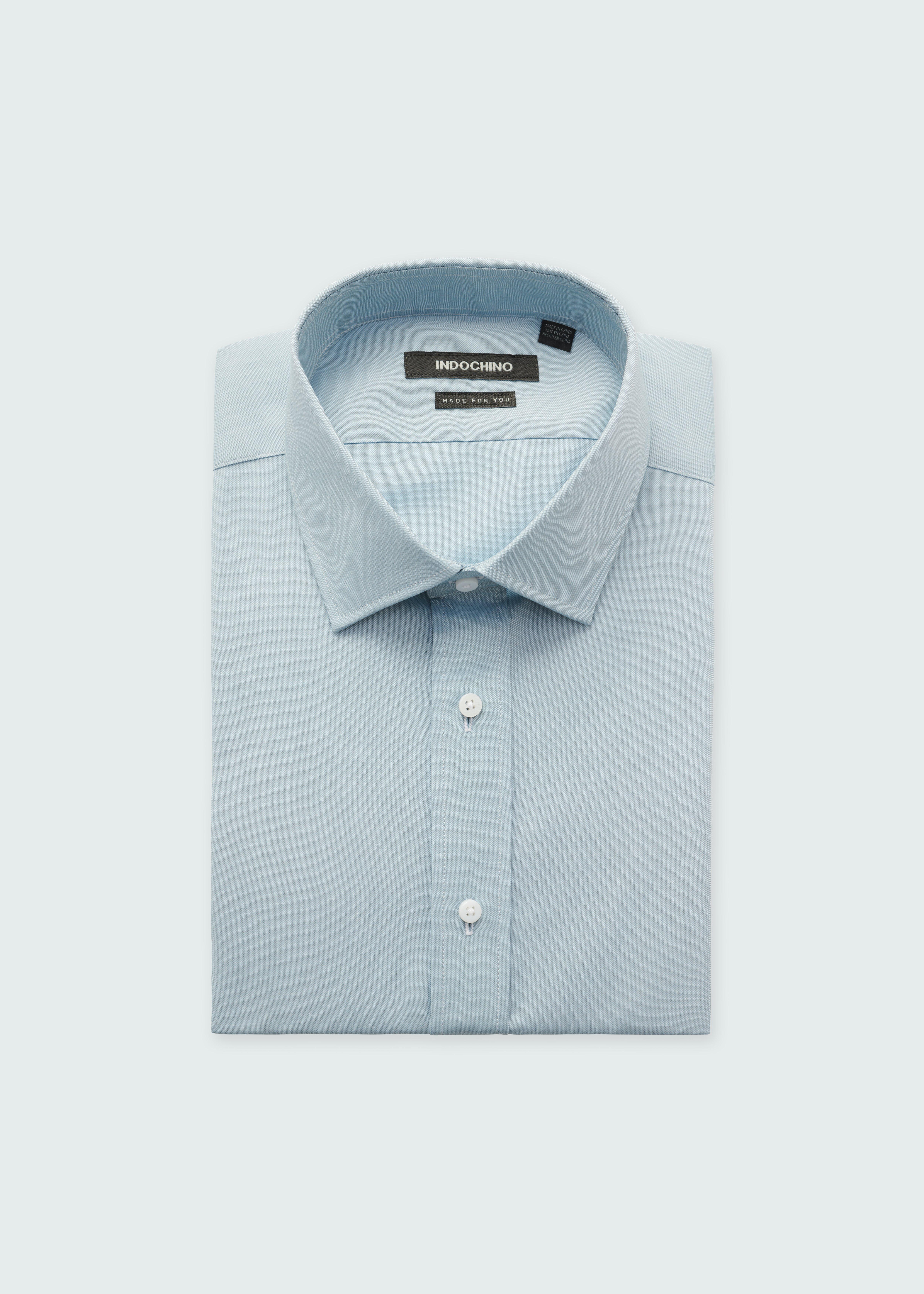 Men's Custom Shirts - Hailey Cotton Stretch Blue Shirt| INDOCHINO