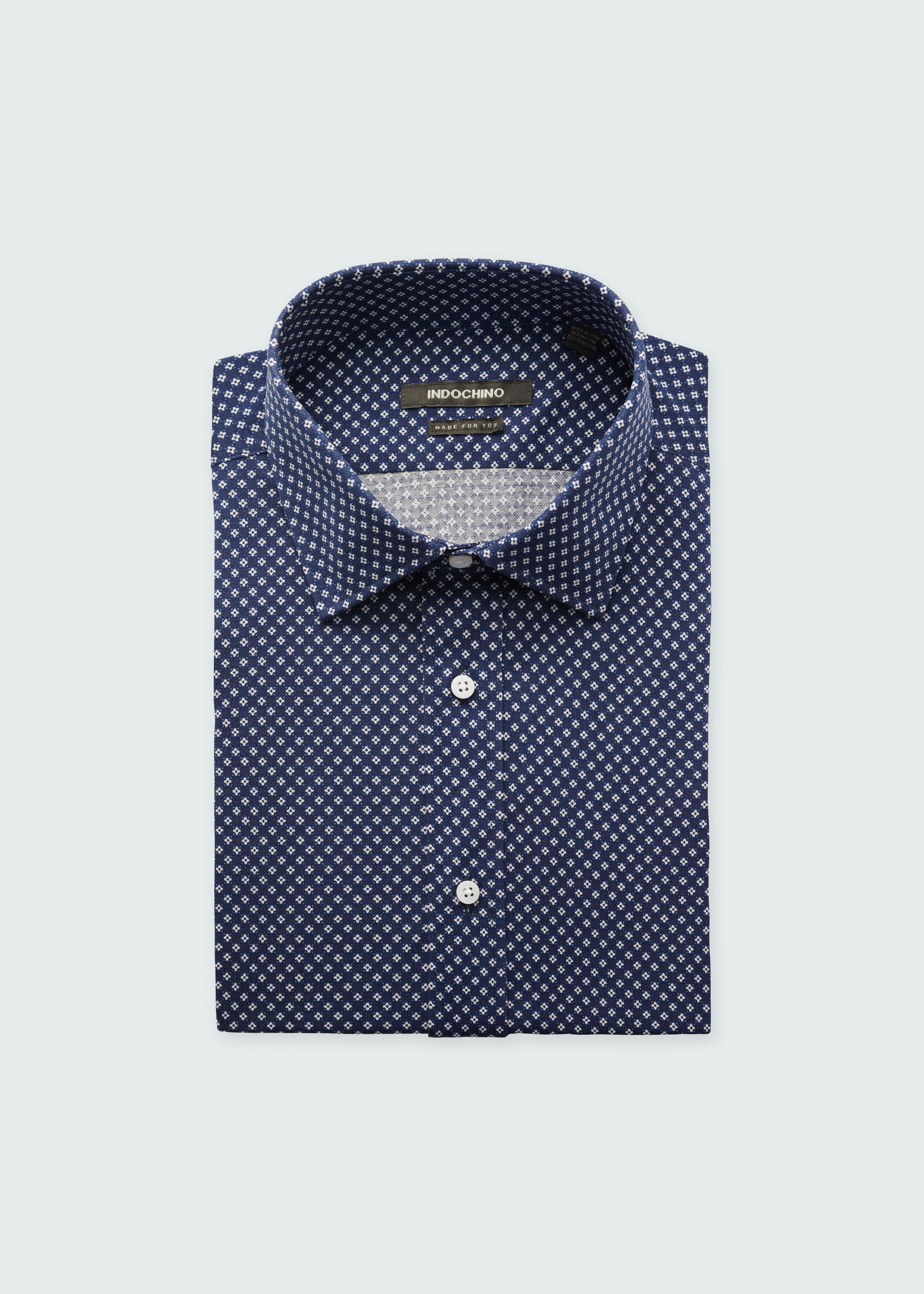 Men's Custom Shirts - Jacob Micro Floral Navy Shirt | INDOCHINO