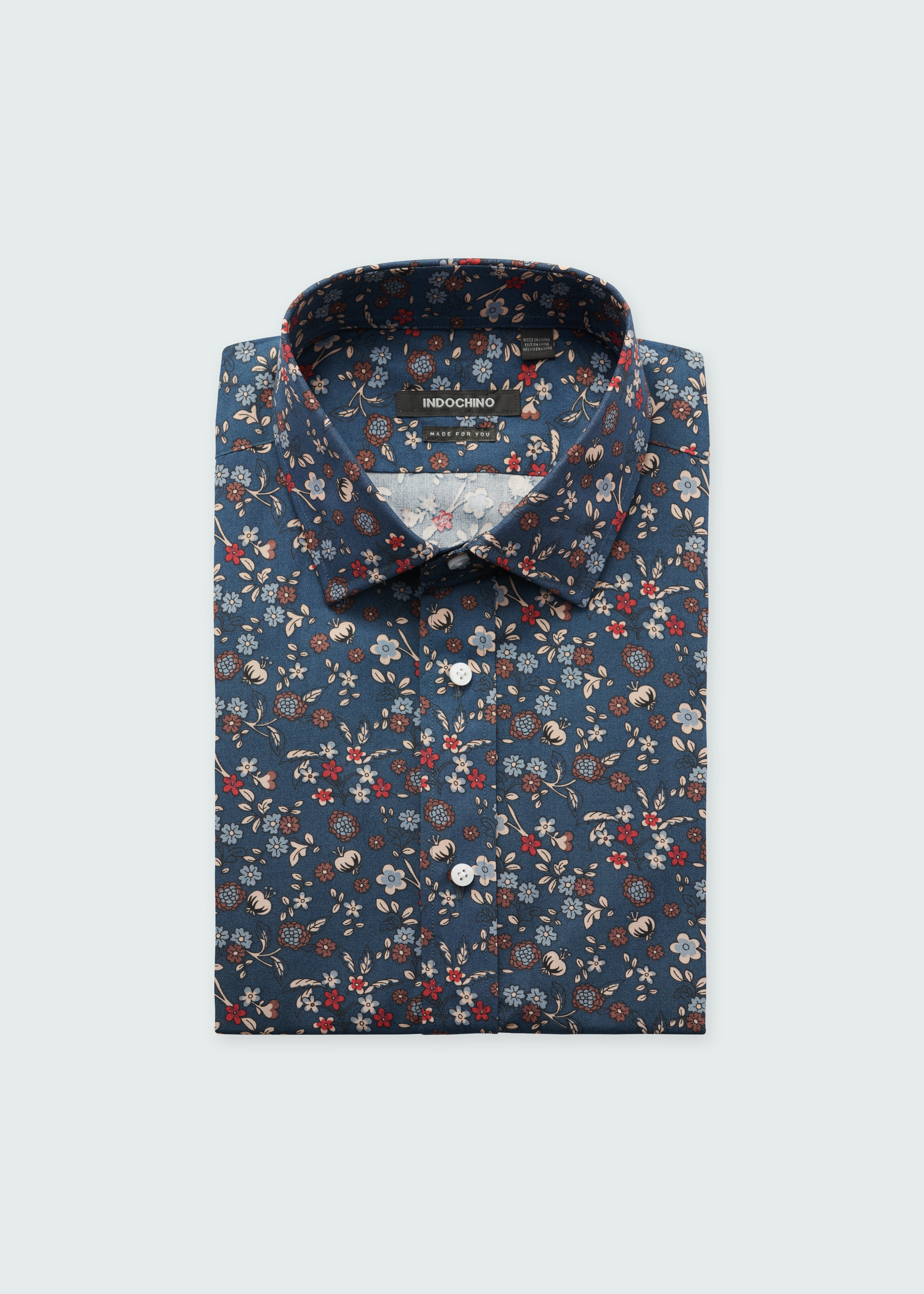 Men's Custom Shirts - Jacob Floral Multi Navy Shirt | INDOCHINO