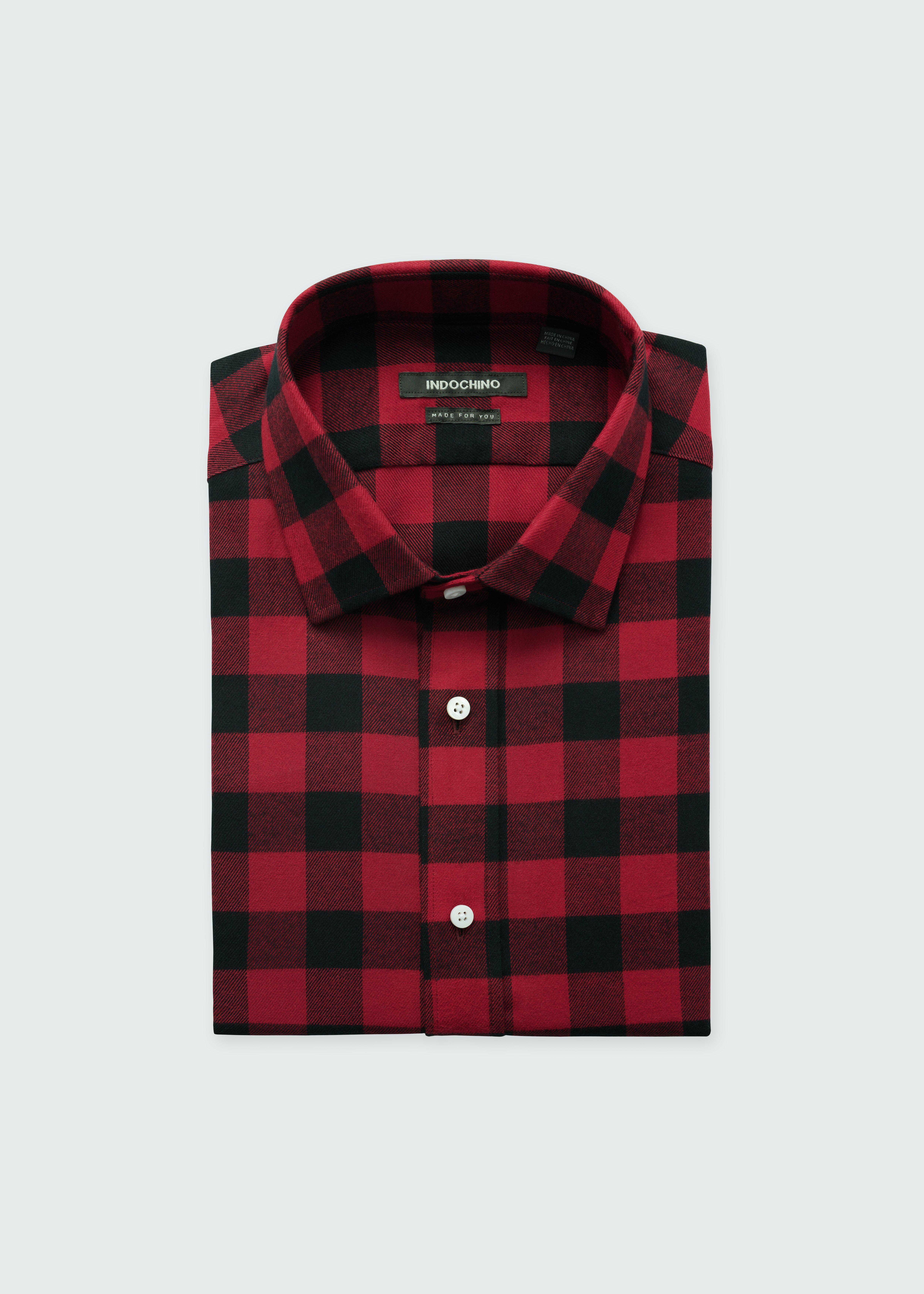 Men's Custom Shirts - Jackson Buffalo Flannel Red Shirt | INDOCHINO