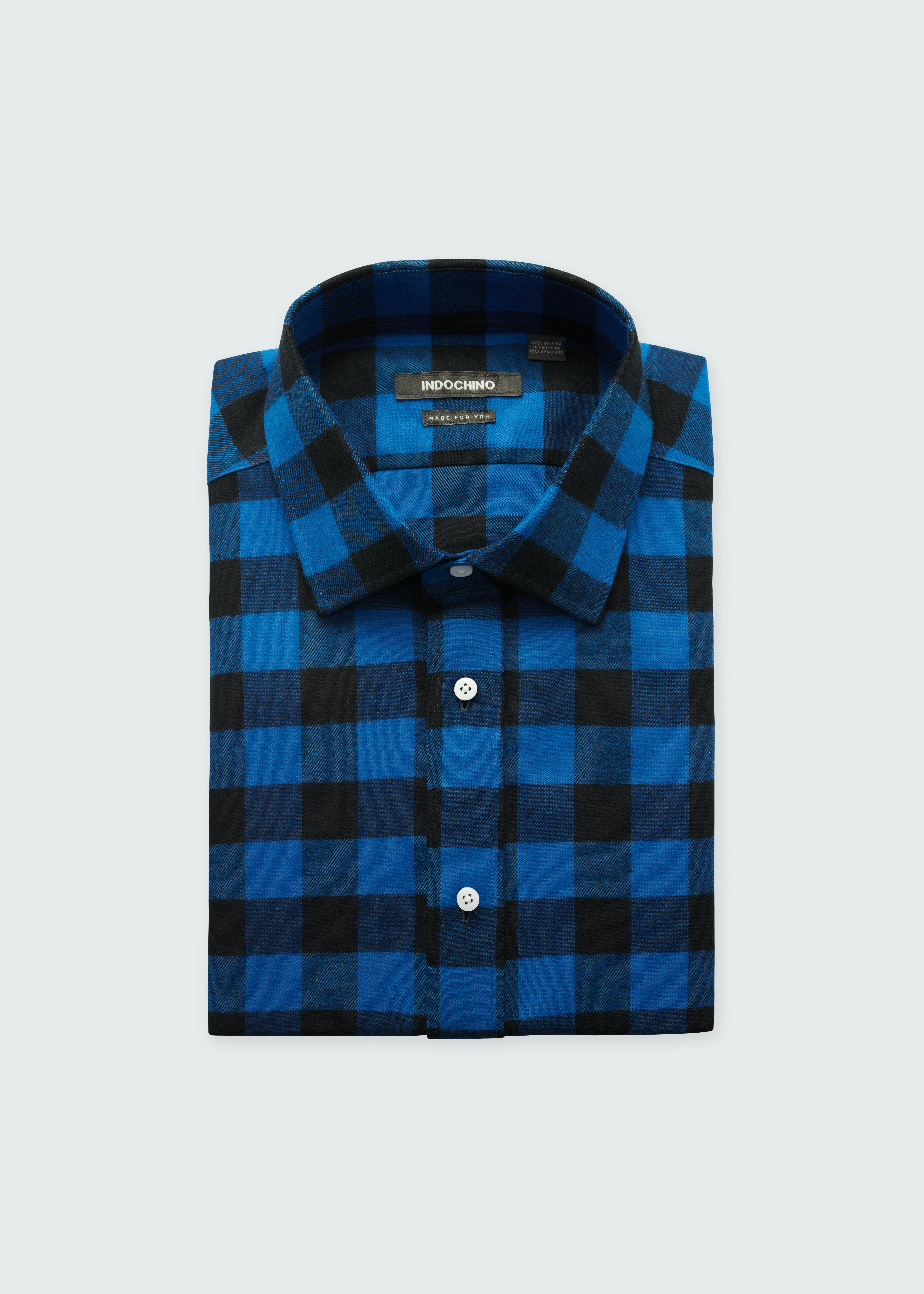 Men's Custom Shirts - Jackson Buffalo Flannel Blue Shirt | INDOCHINO