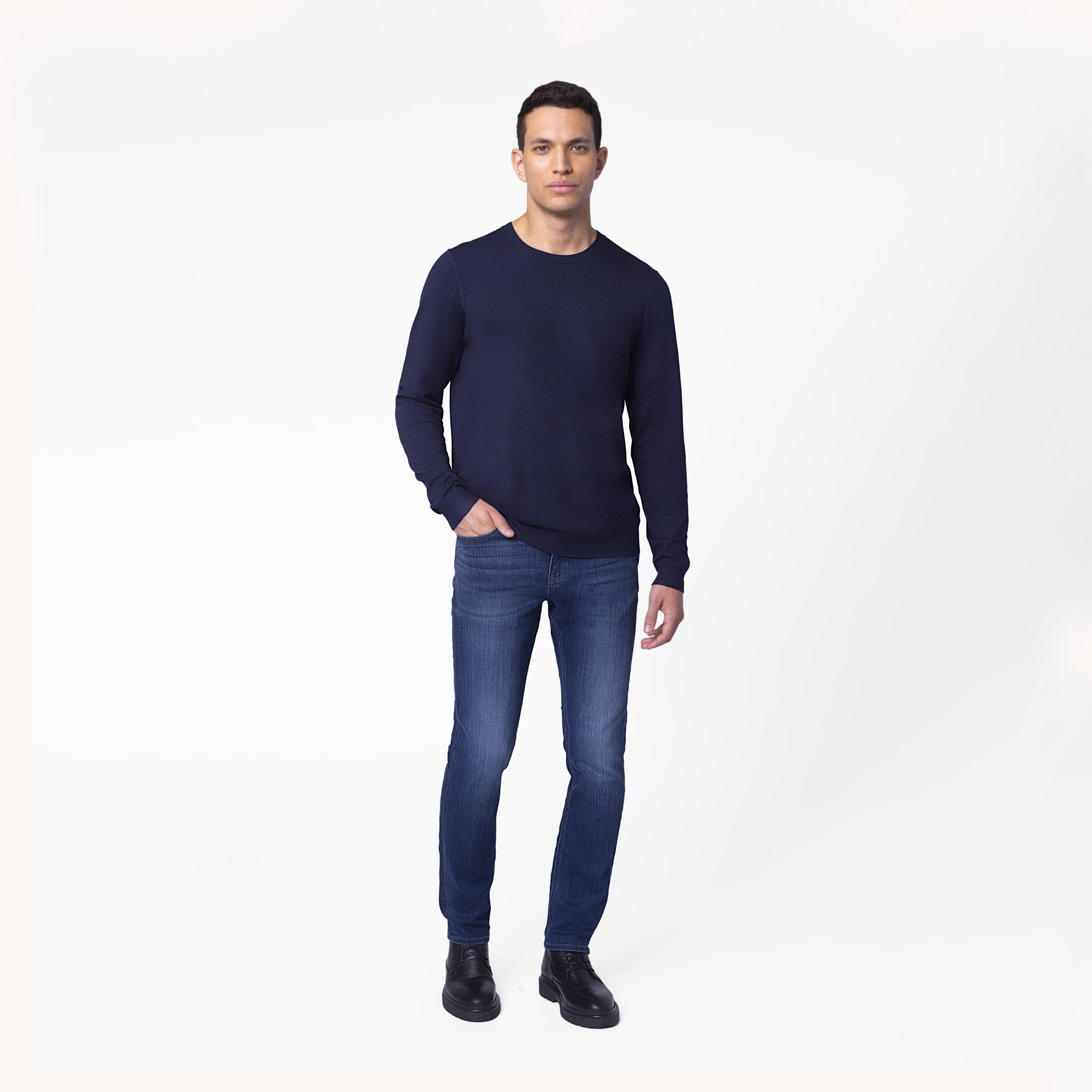 Navy Merino Wool Crew Neck