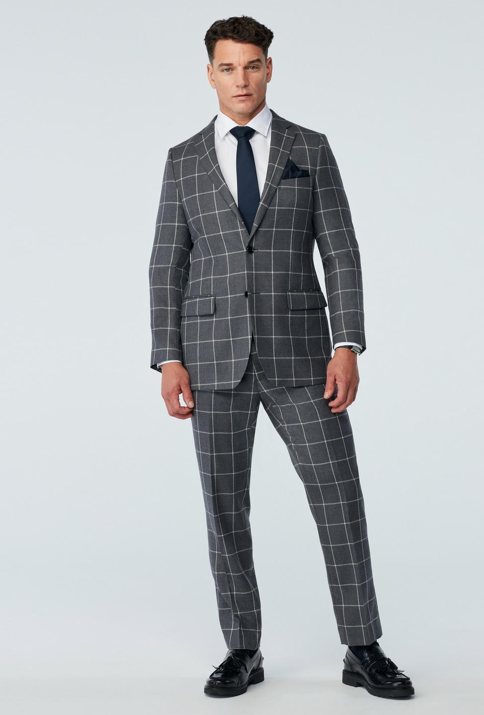 Durham Windowpane Dark Gray Suit