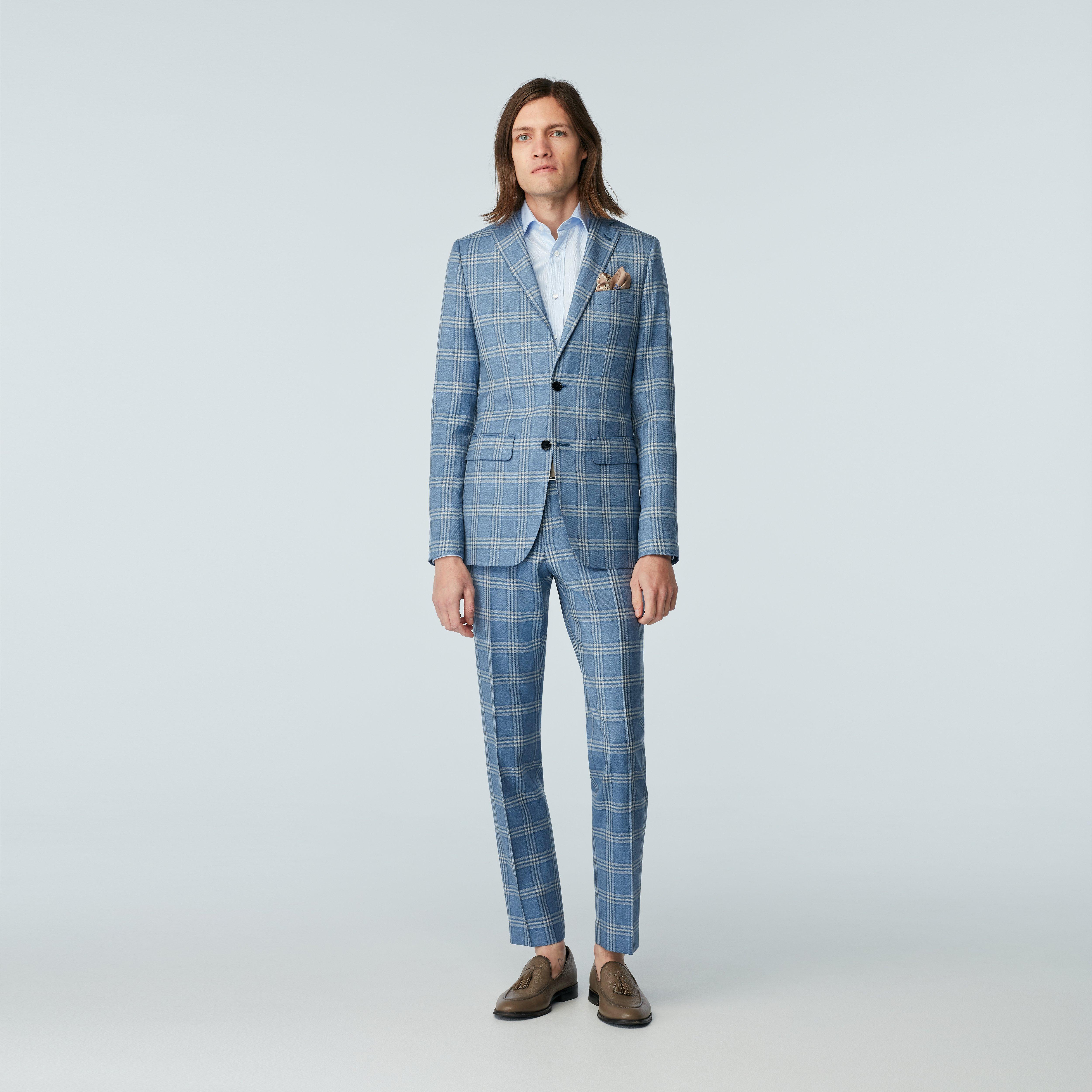 Lifton Plaid Light Blue Suit