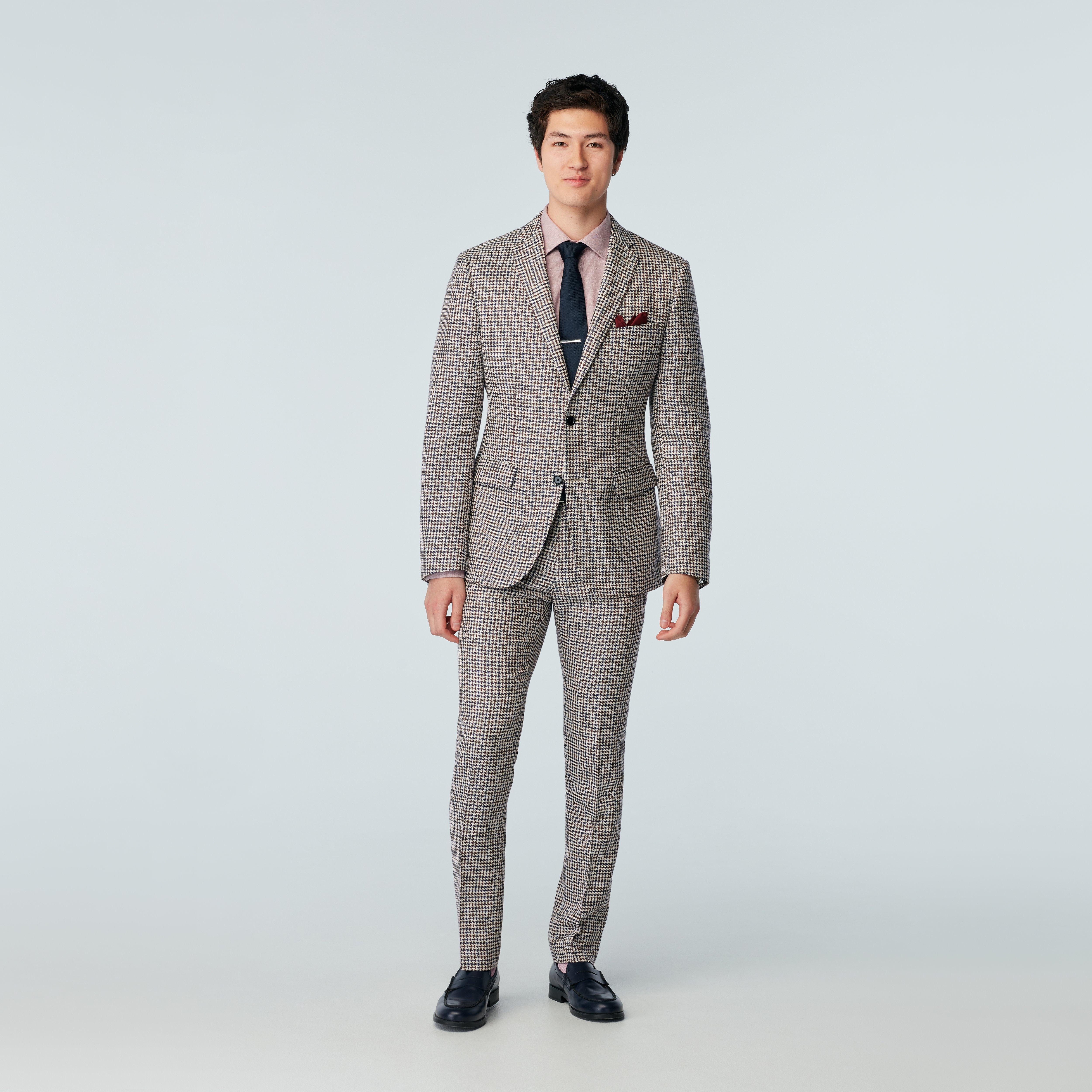 Custom Suits Made For You - Lancaster Stretch Houndstooth Blue Suit ...