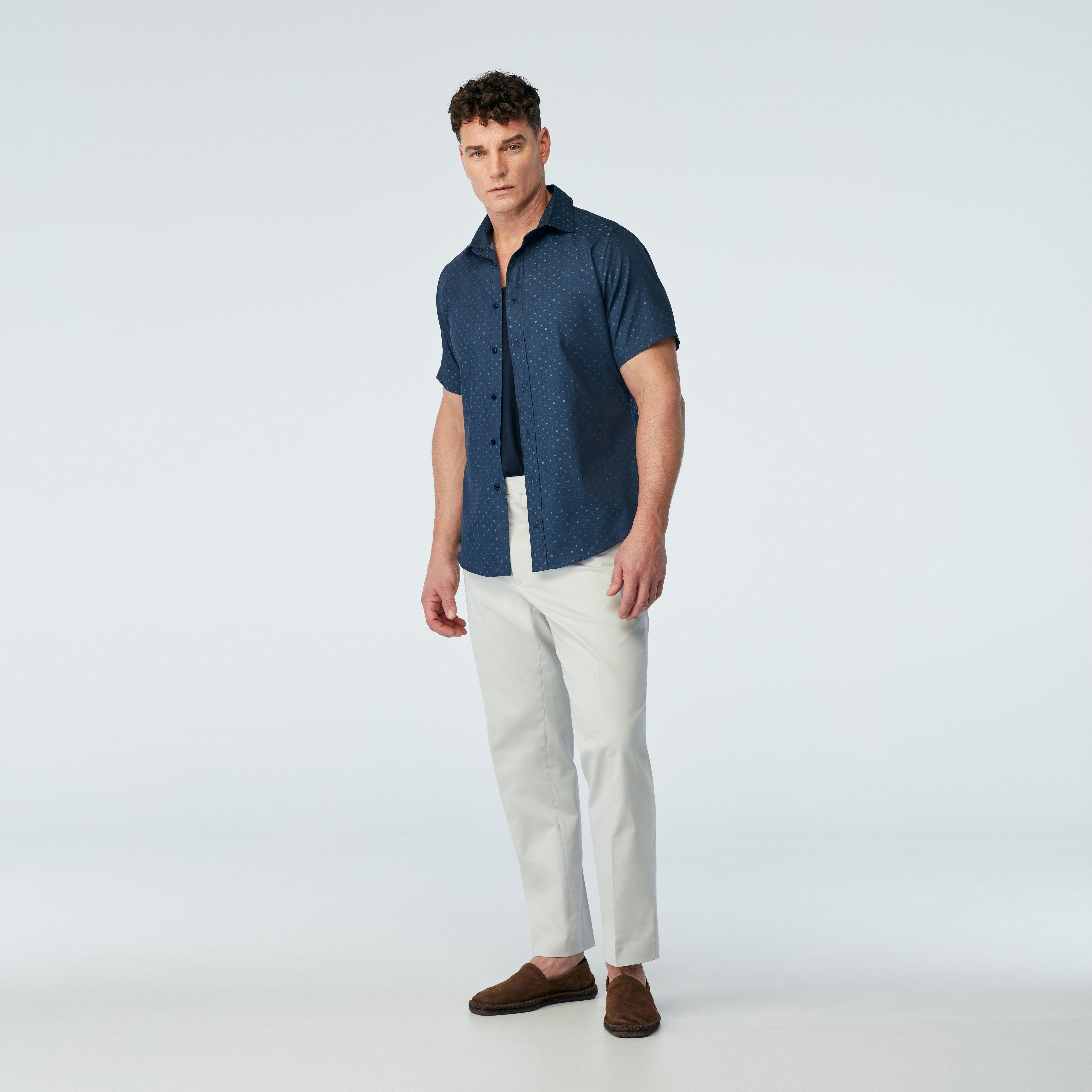 Men's Navy Blue Comfort Floral Printed Casual Shirt main image 0
