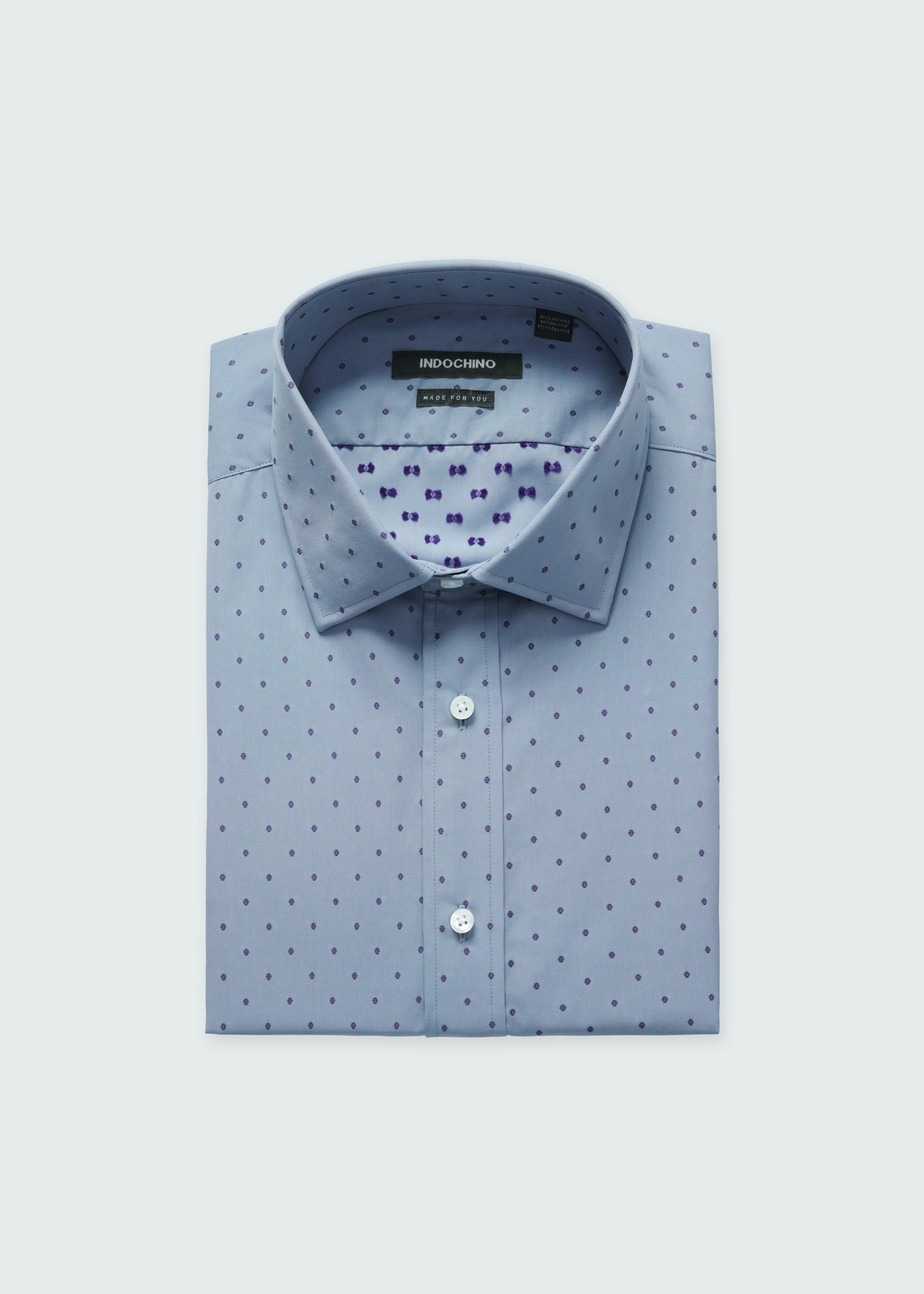 Indochino Men's Custom Hyde Dobby Blue Shirt | 100% Cotton