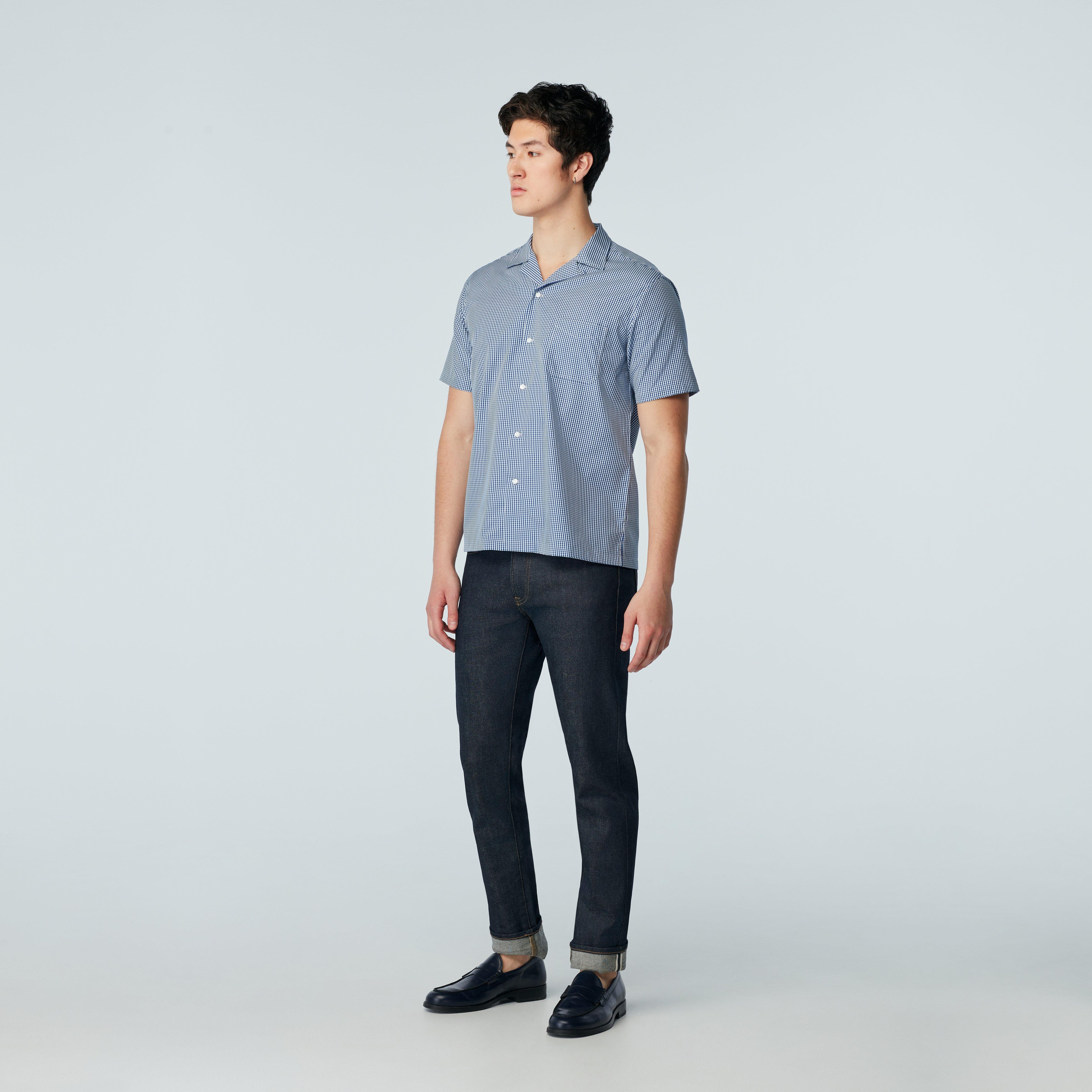 Men's Camp Shirts Hyde Gingham Blue Camp Shirt INDOCHINO