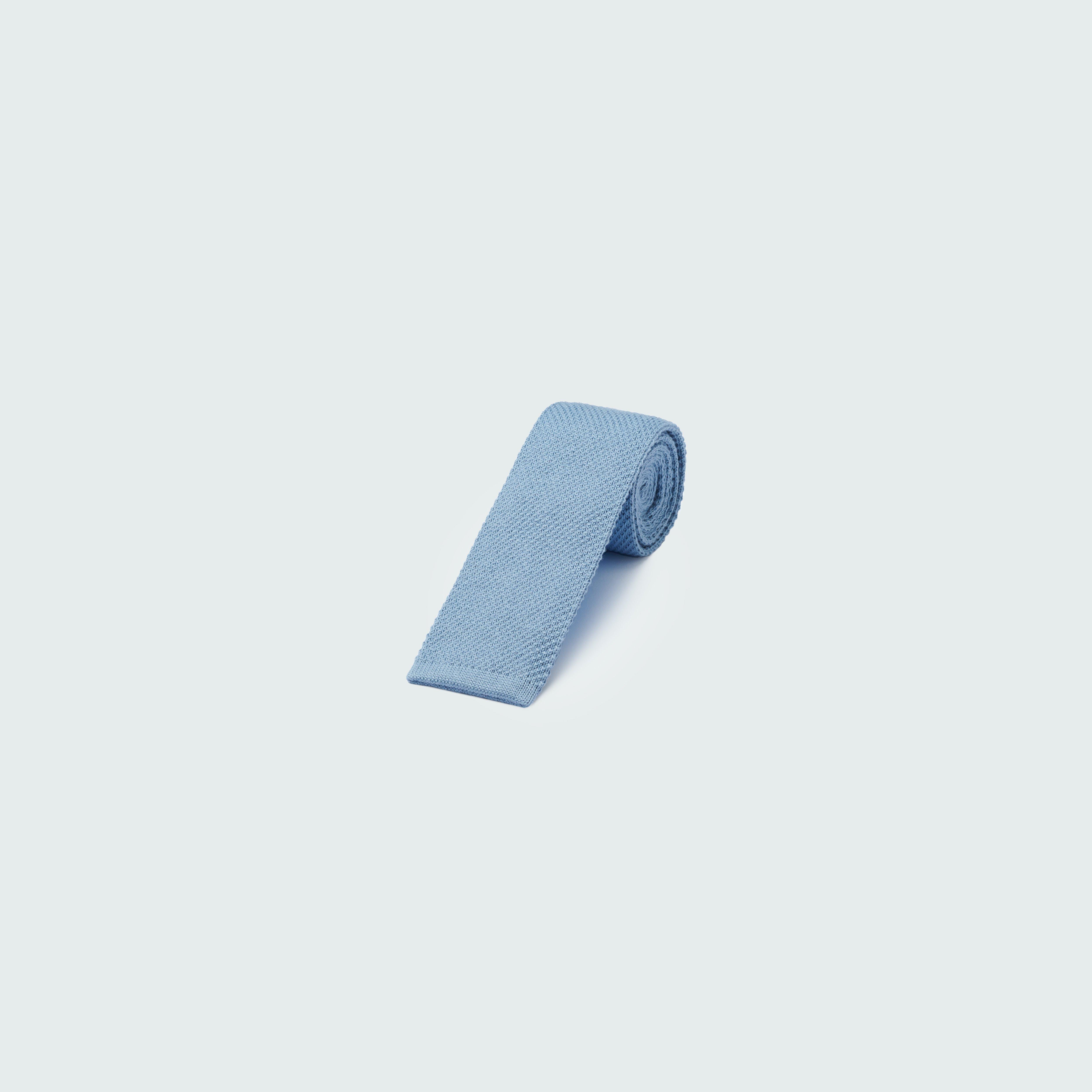 Blue Silk Cashmere Knit Tie | INDOCHINO Accessories