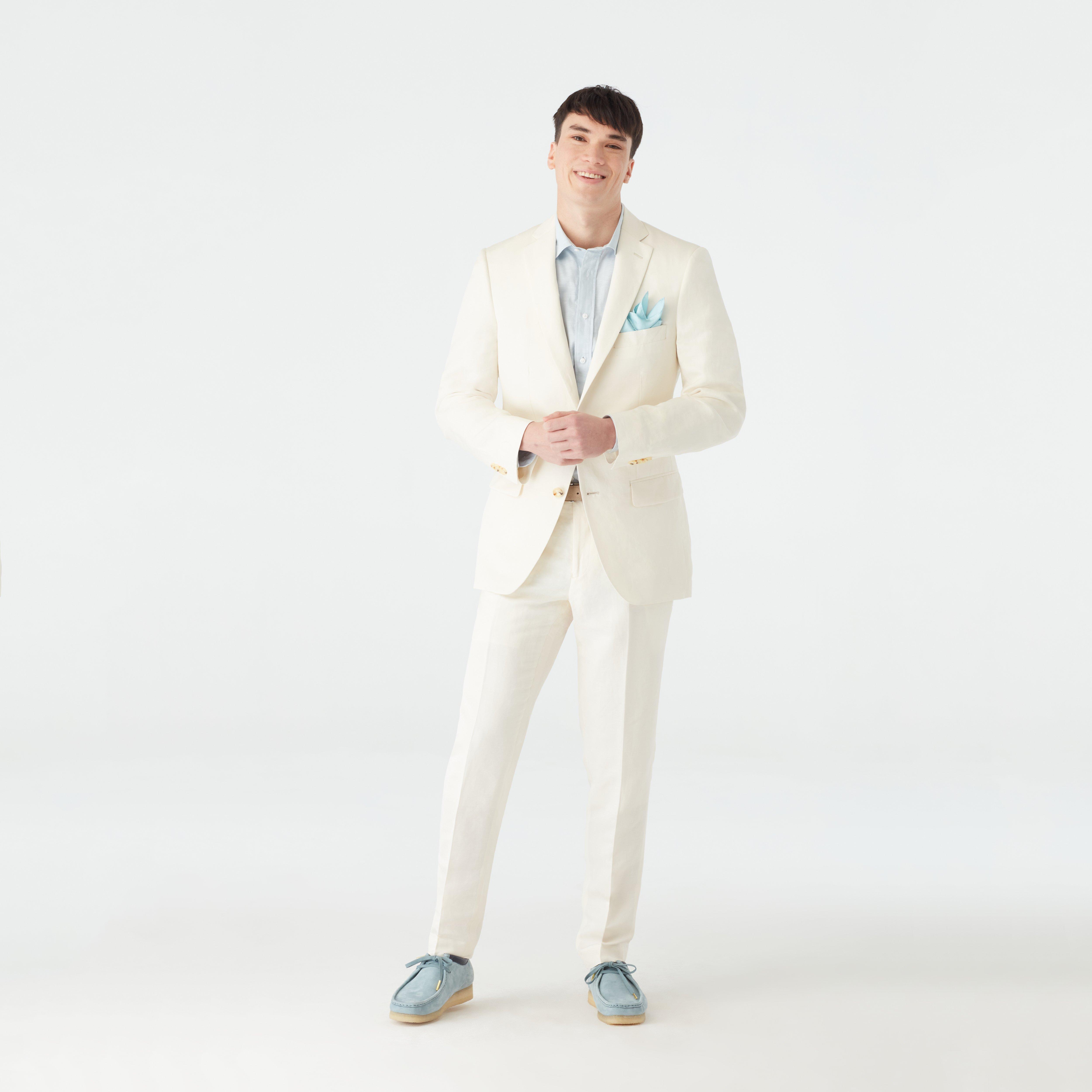 Custom Blazers Made For You - Kentford Linen Silk Ivory Blazer | INDOCHINO