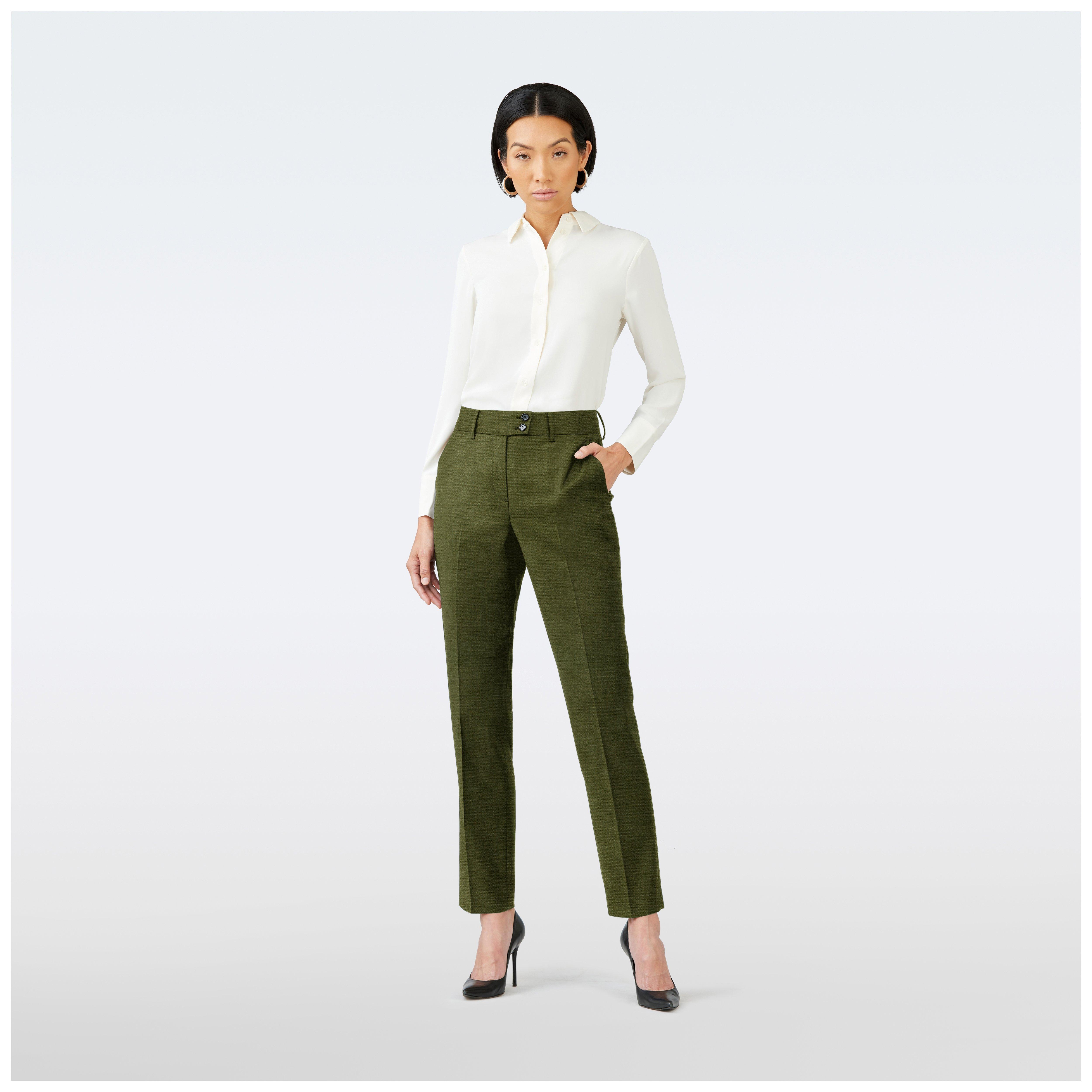 Custom Pants Made For You - Howell Wool Stretch Olive Pants Women ...