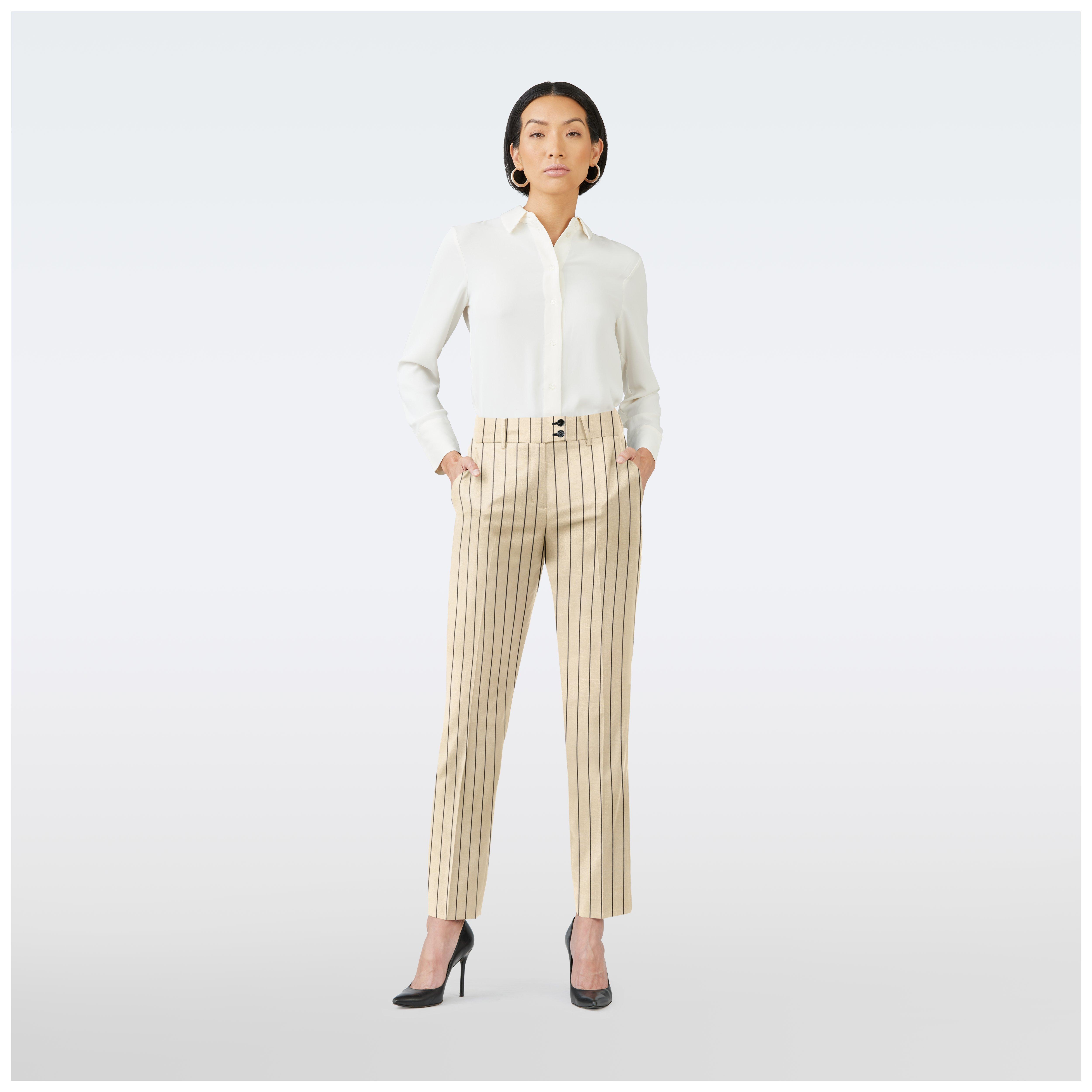 Kingsbury Wide Stripe Ivory Pants