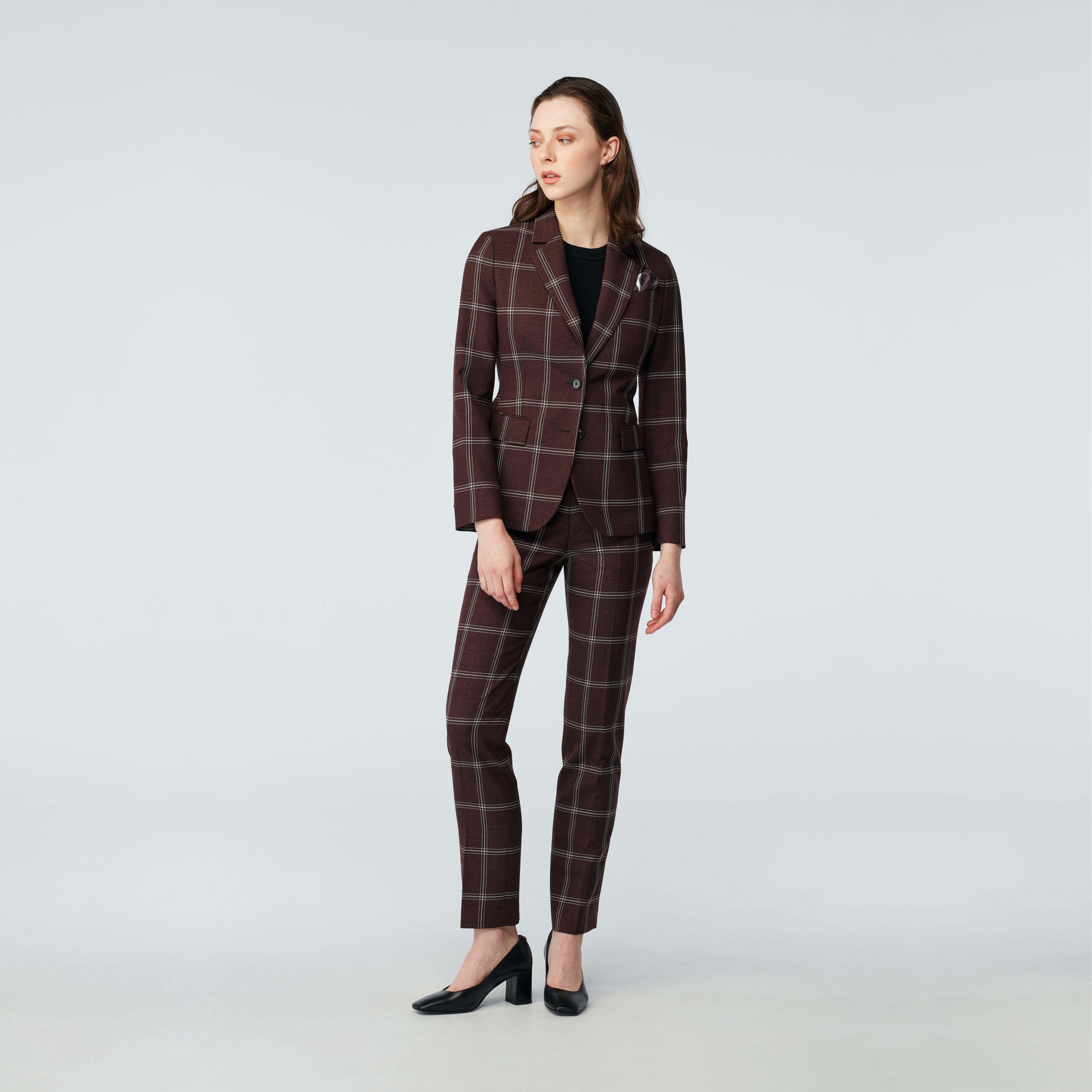 Burgundy Plaid Suits - Maroon Windowpane Suits