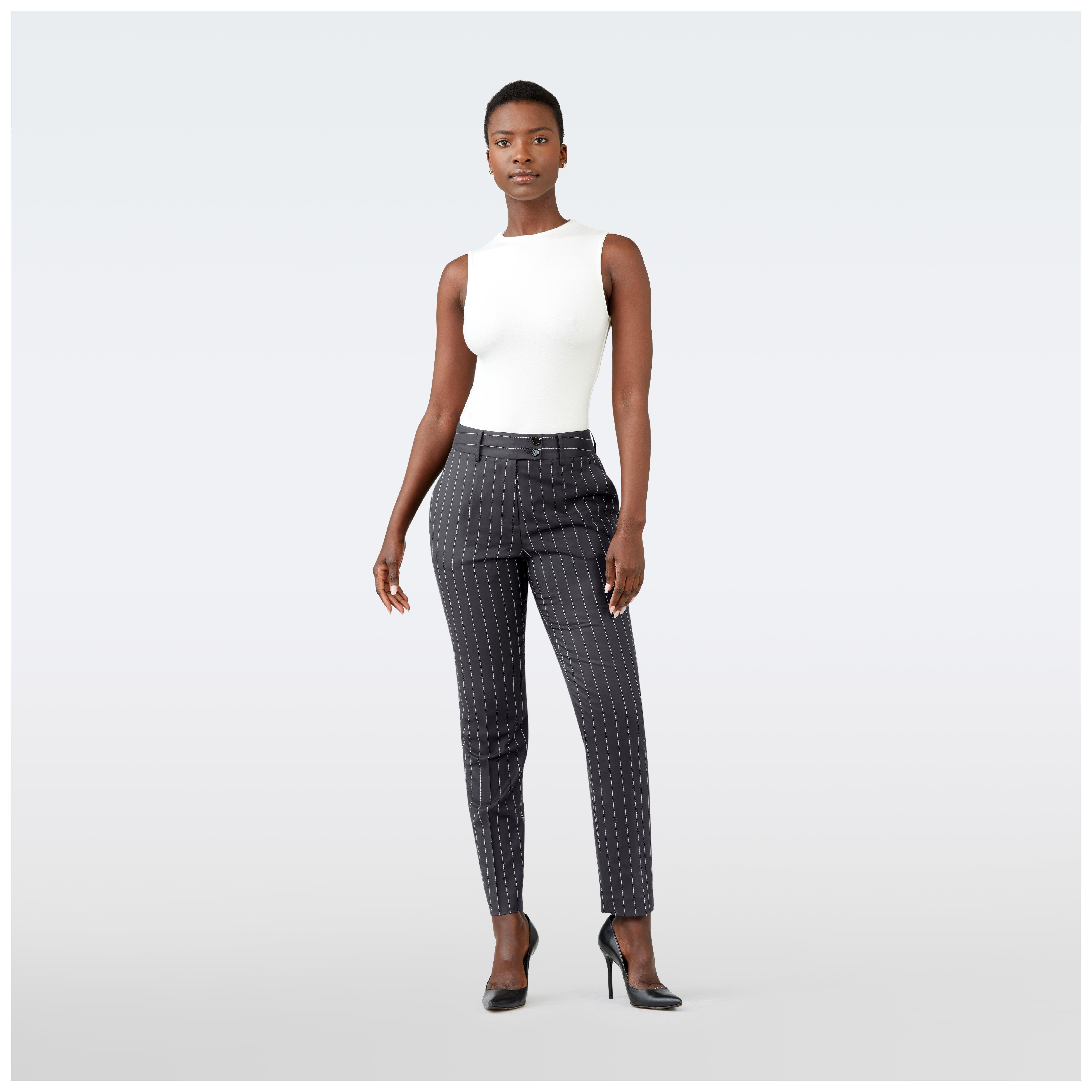 Stretch Charcoal Chalkstripe Dress Pants