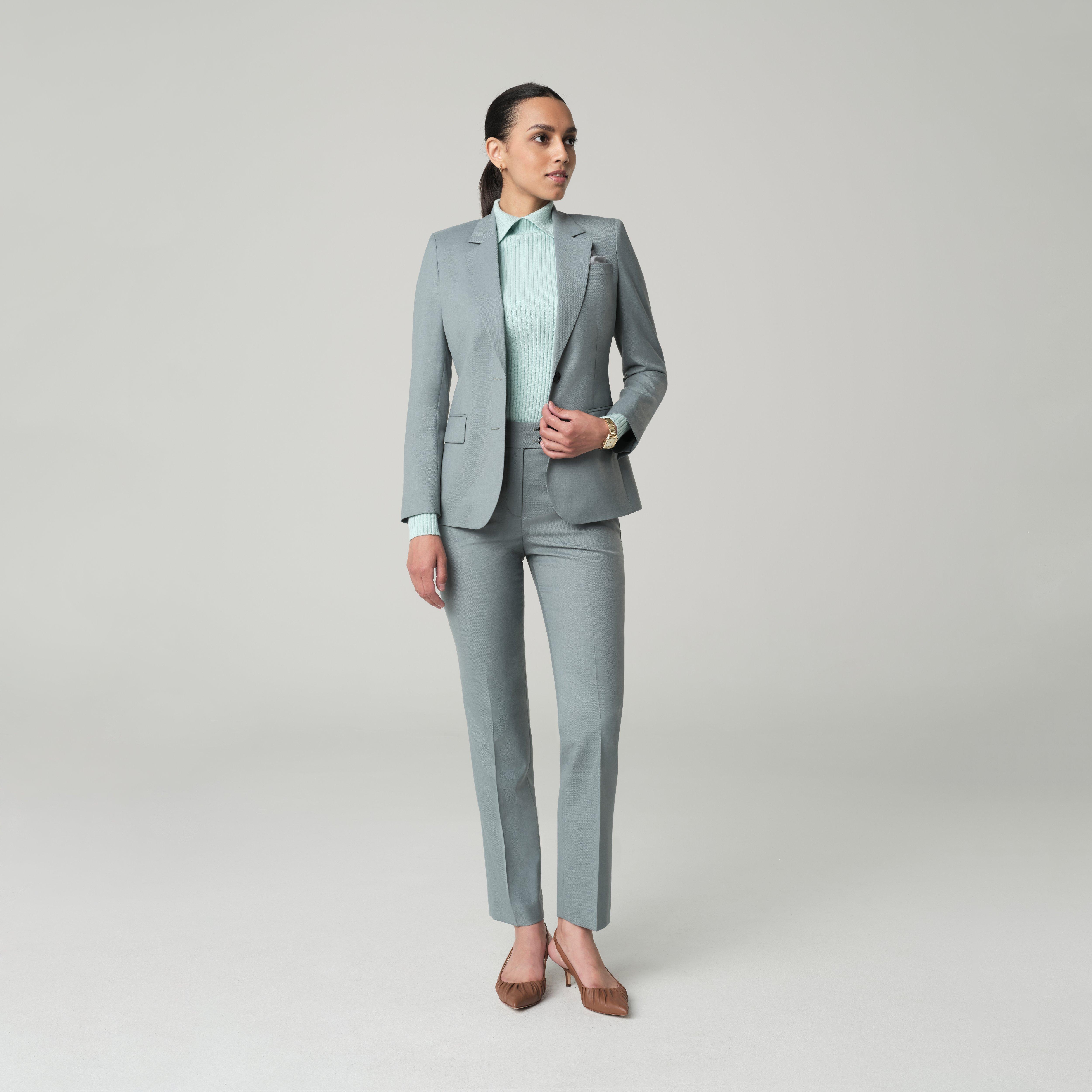 Custom Blazers Made For You - Harrogate Light Teal Blazer Women | INDOCHINO