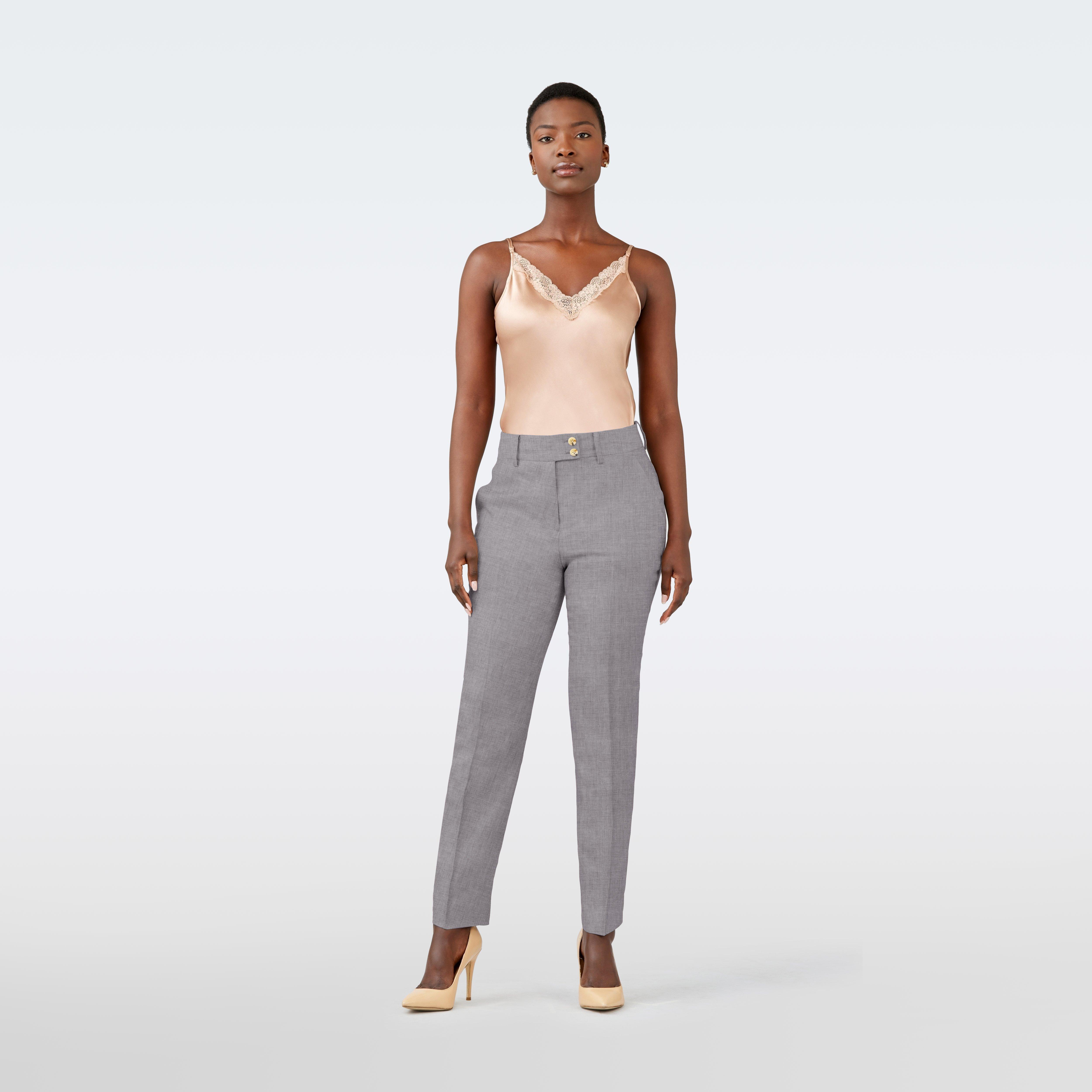 Custom Pants Made For You - Kentford Linen Silk Gray Pants Women| INDOCHINO