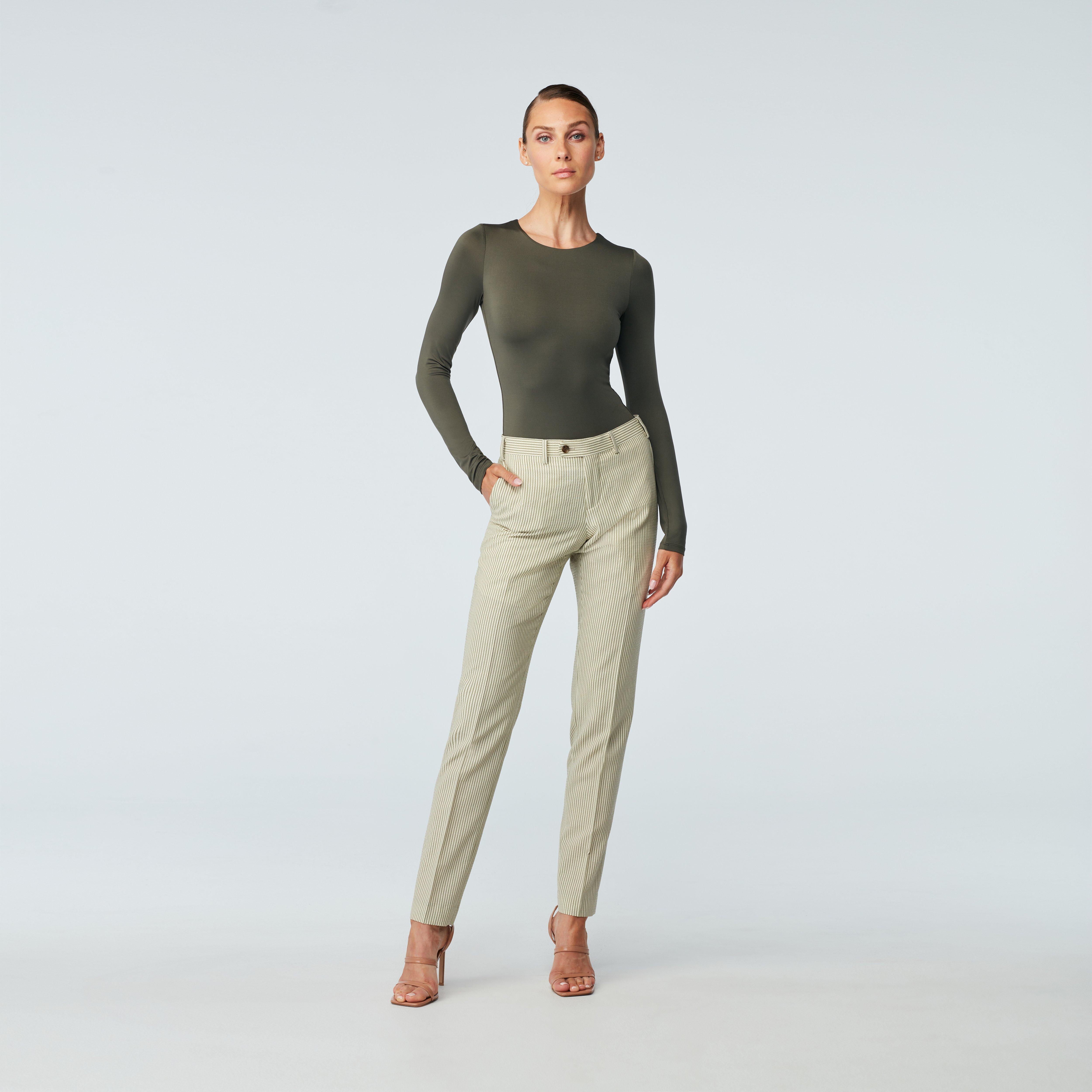 Custom Pants Made For You - Loddon Stripe Olive Pants | INDOCHINO