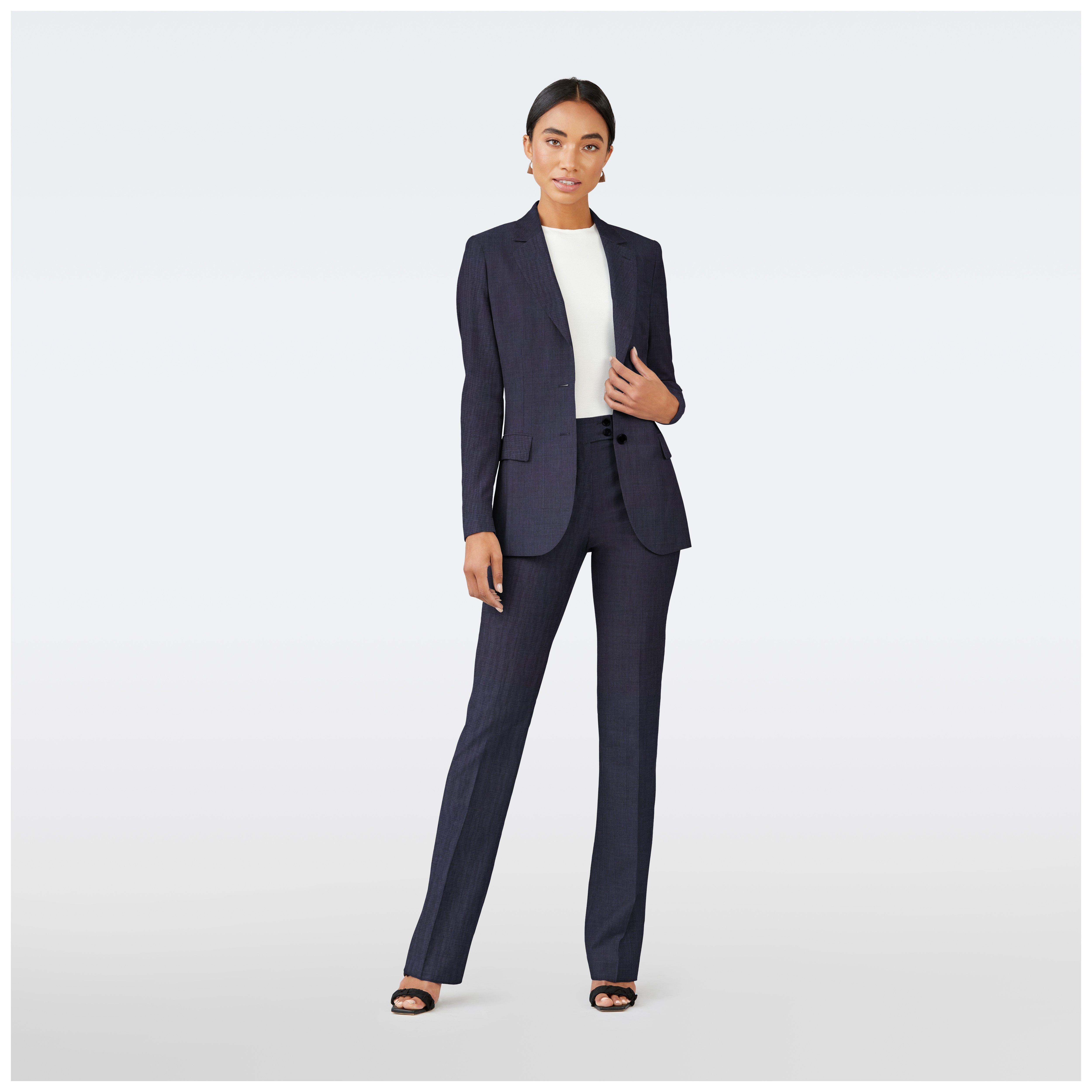 Custom Blazers Made For You Hamilton Sharkskin Navy Blazer Women Indochino