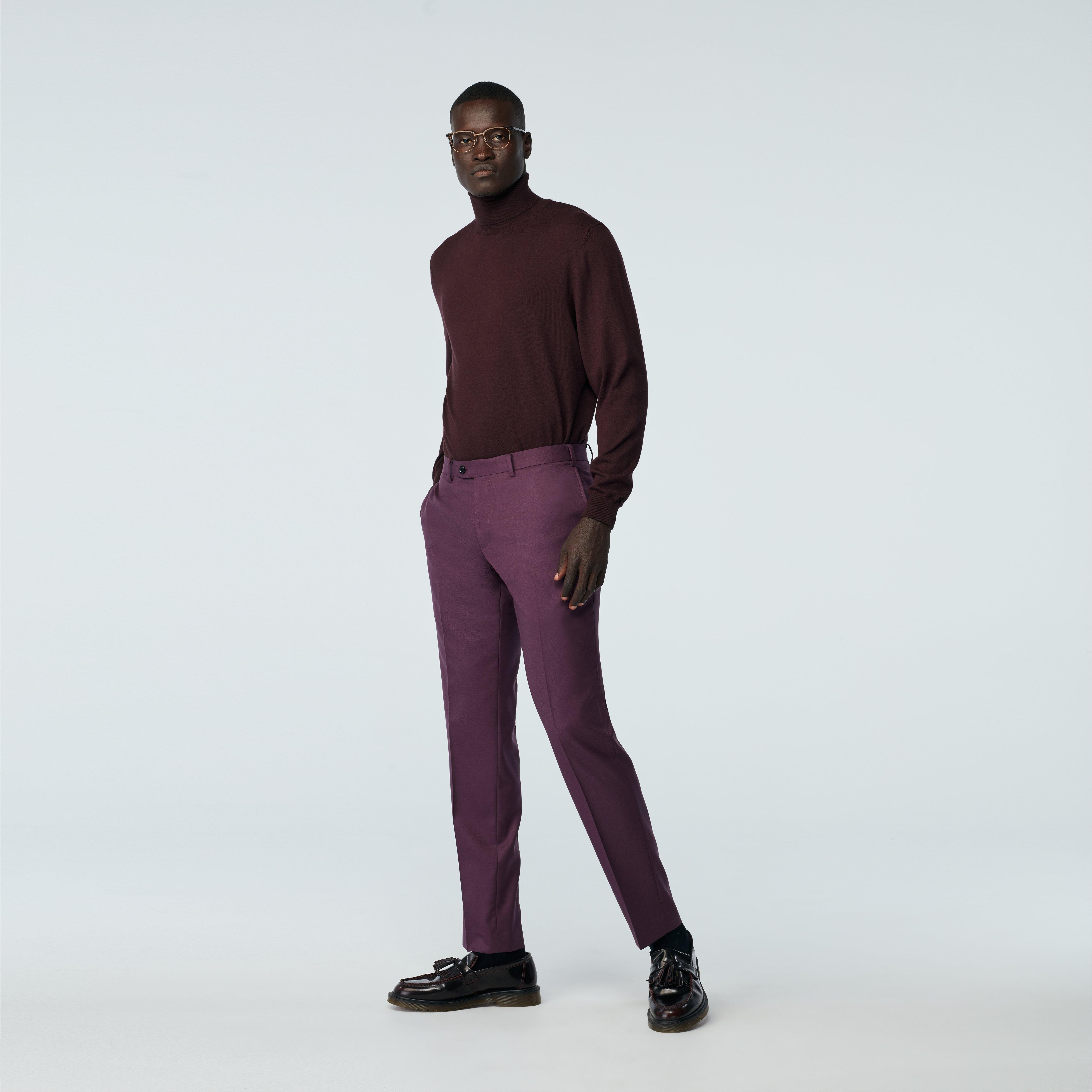 Custom Pants Made For You Hayle Sharkskin Deep Purple Pants INDOCHINO