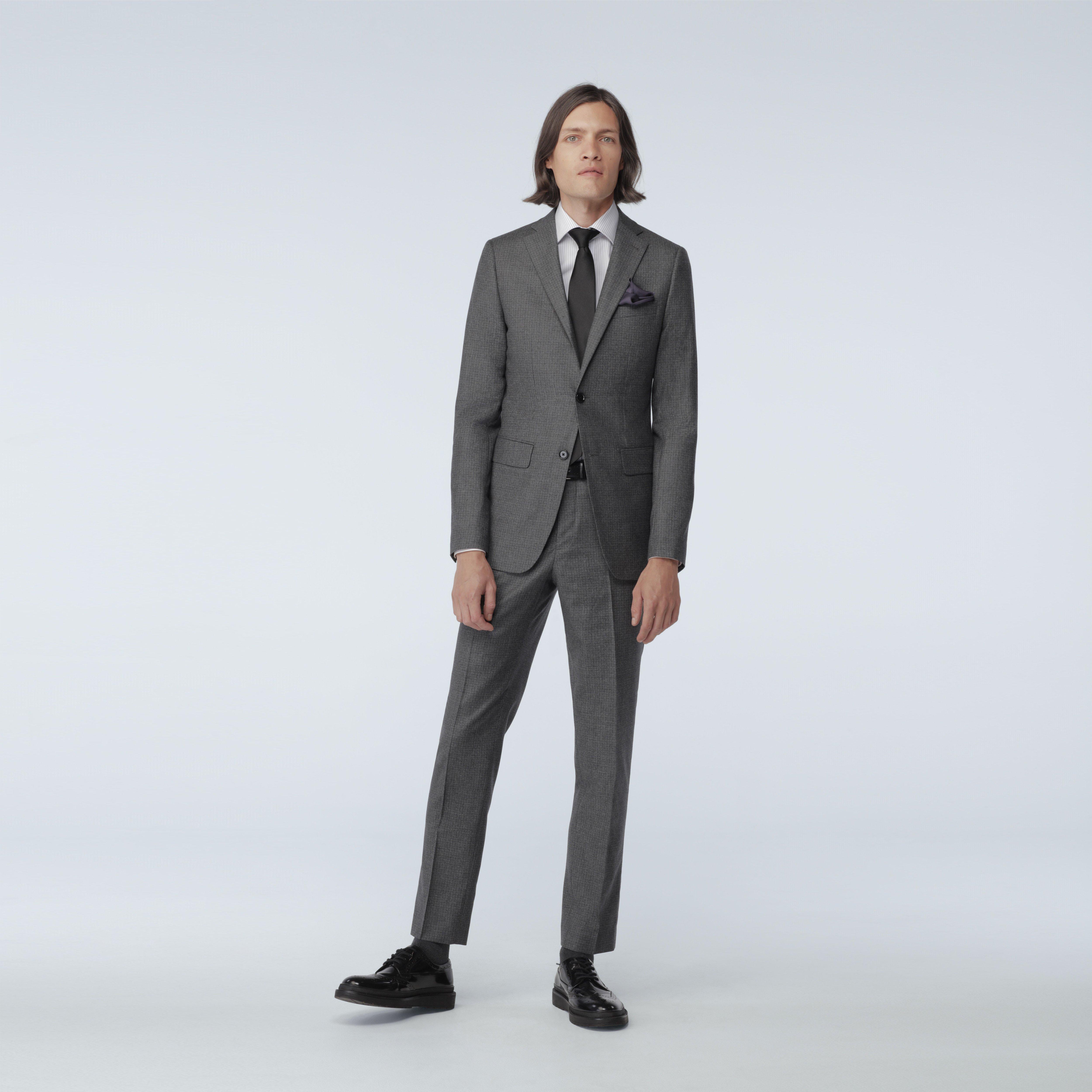 Custom Blazers Made For You - Motta Basketweave Charcoal Blazer | INDOCHINO