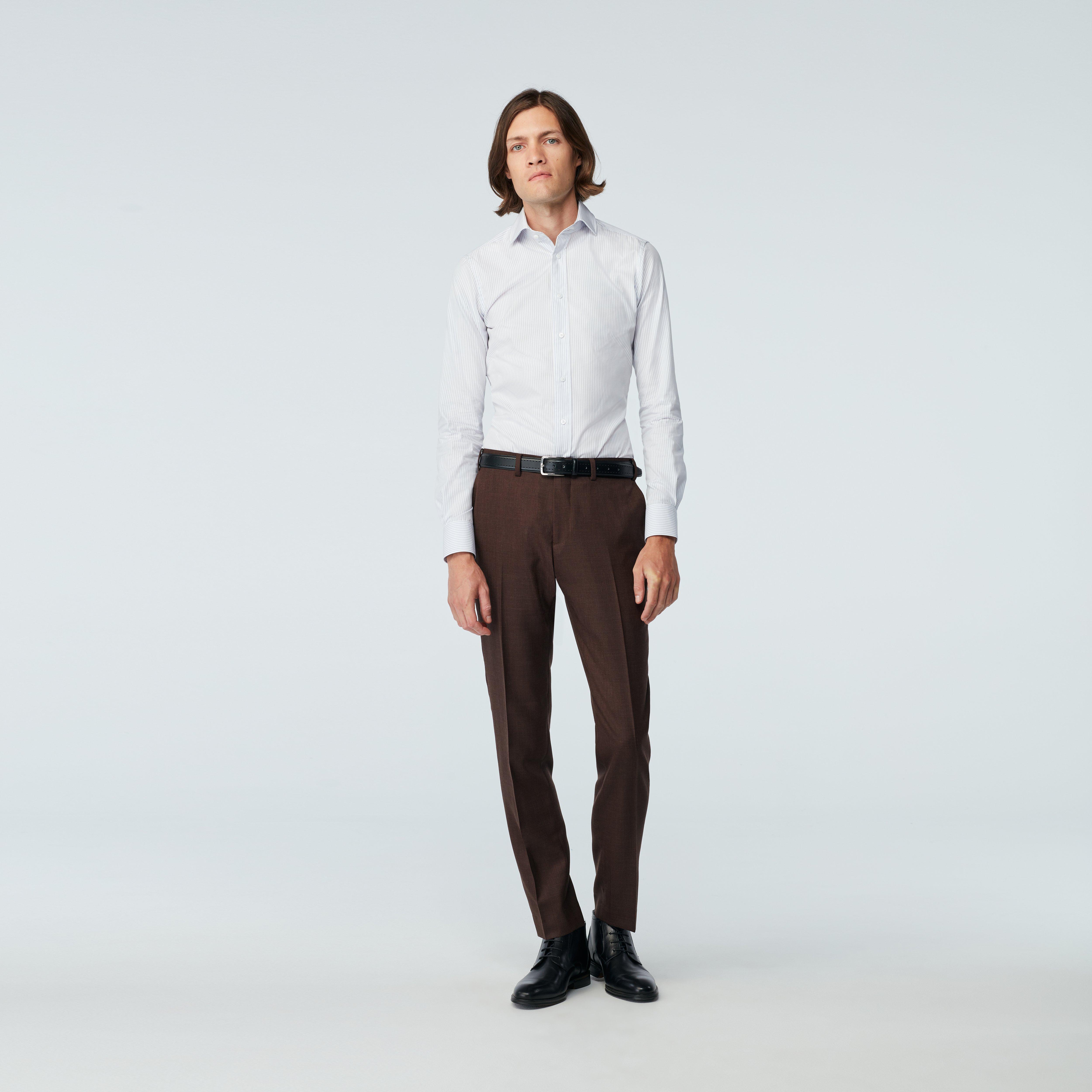 Custom Pants Made For You Northfield Basketweave Brown Pants INDOCHINO