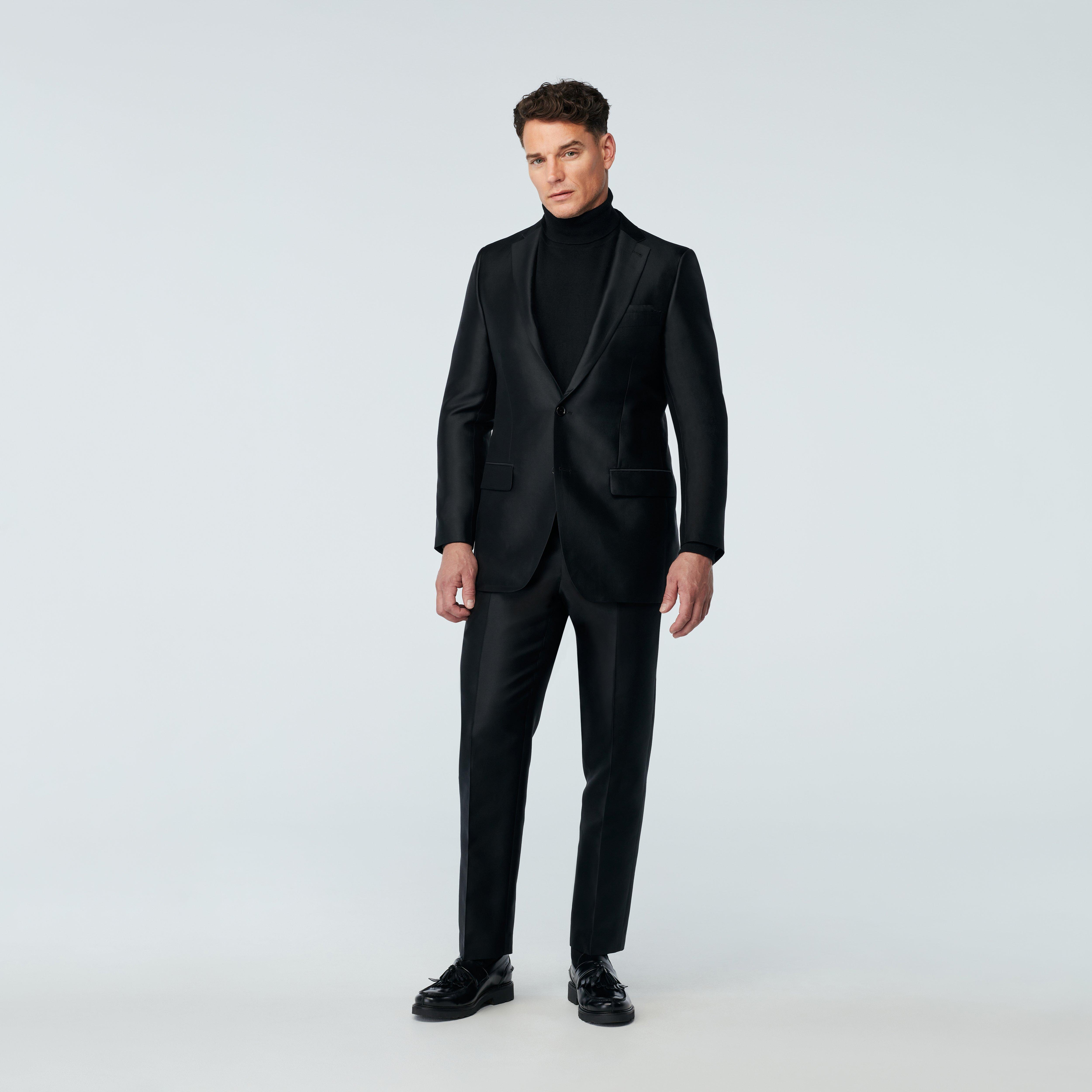Custom Suits Made For You - Hythe Silk Wool Black Suit | INDOCHINO