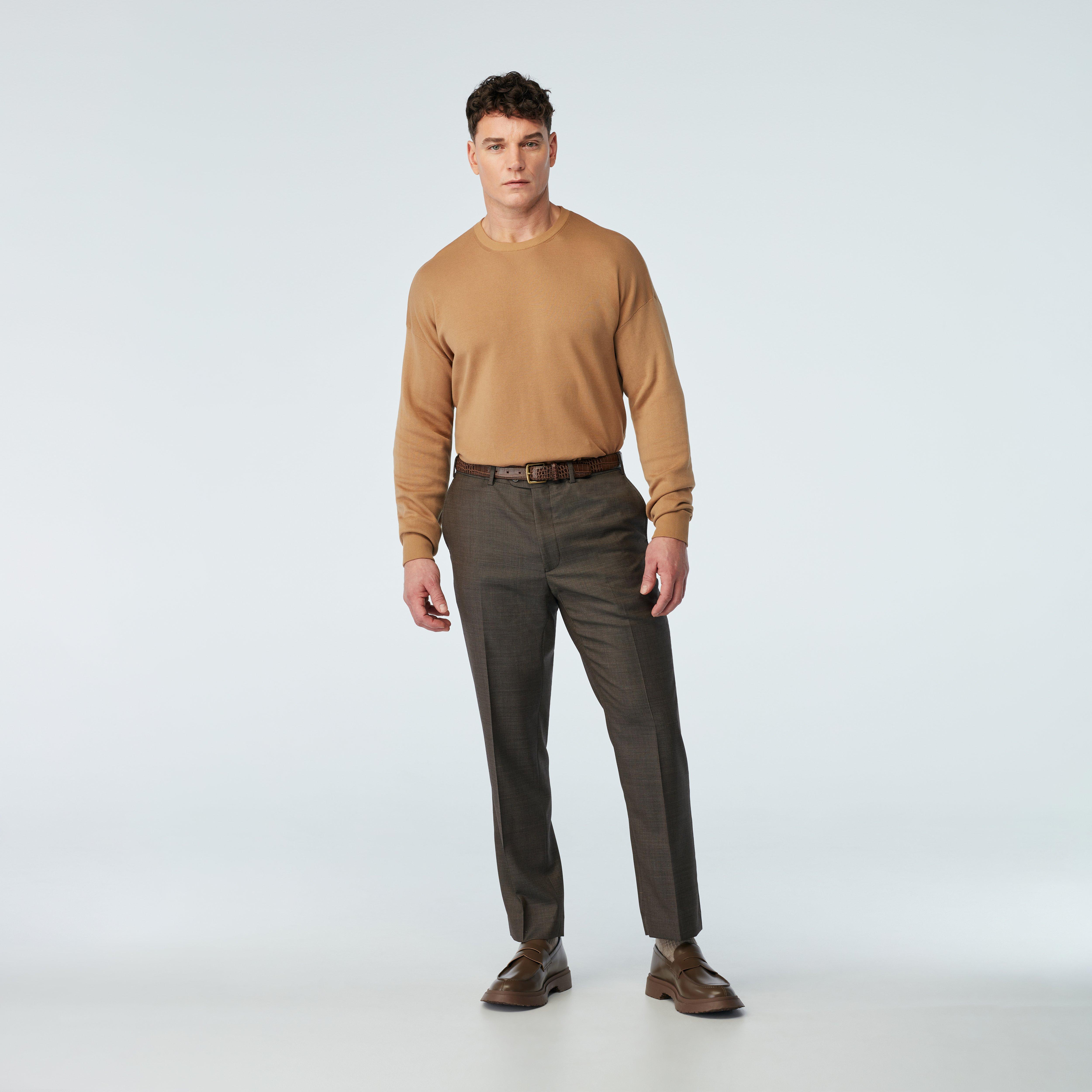 Custom Pants Made For You - Highbridge Nailhead Brown Pants | INDOCHINO