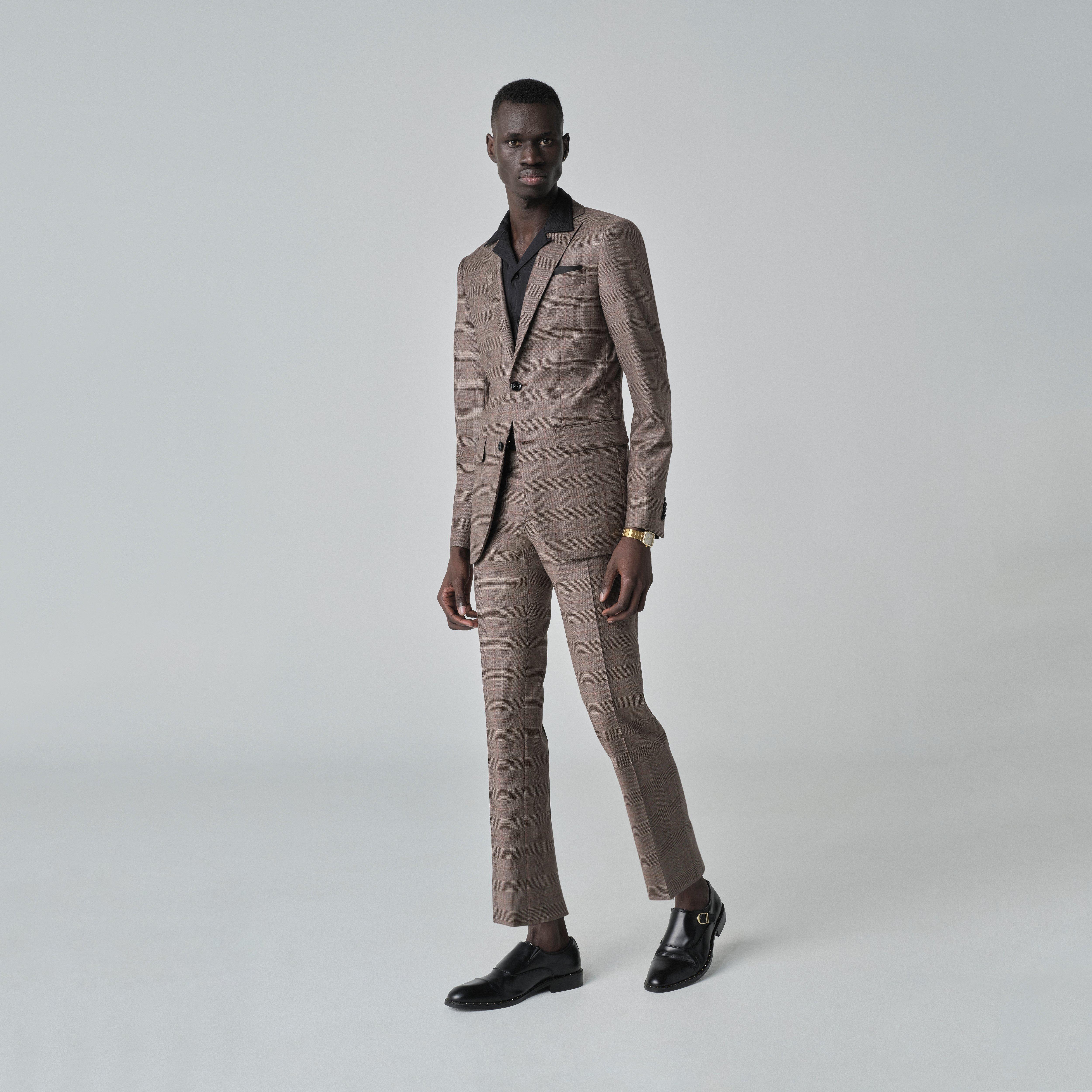 Brown & Multi Checkered Chevron Blazer main image 1