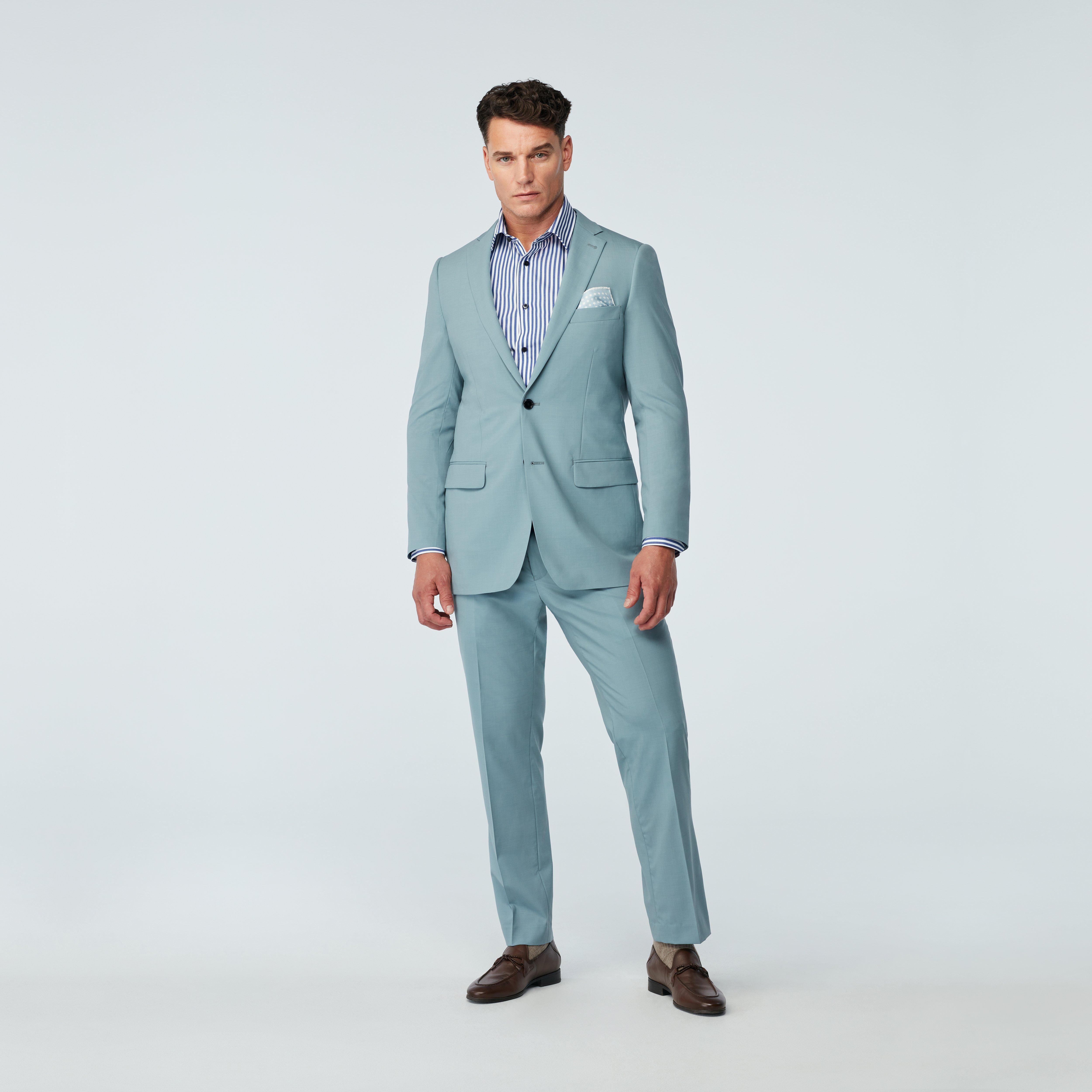 Custom Suits Made For You - Norwich Wool Stretch Stone Blue Suit ...