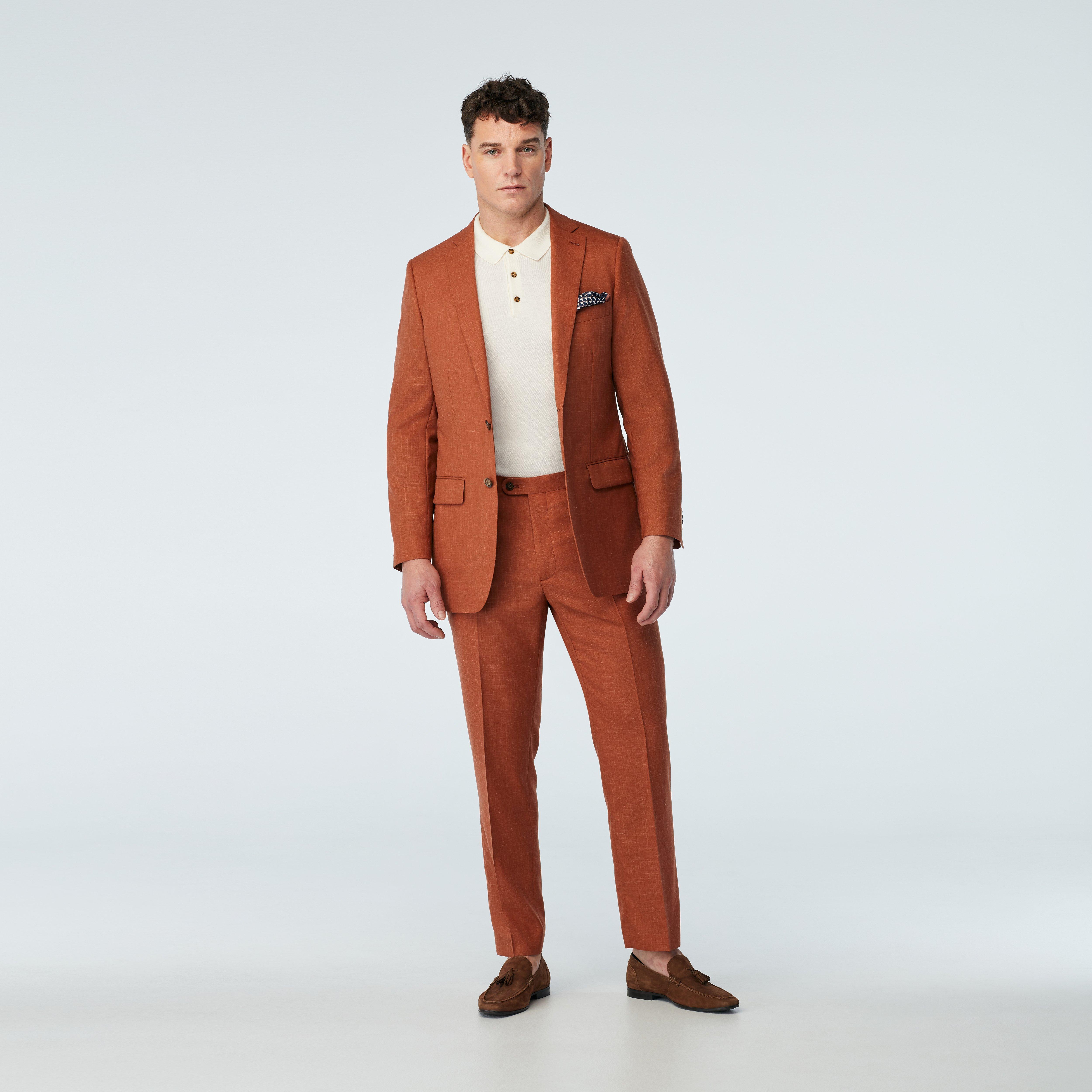 Men's Custom Blazers Stockport Wool Linen Brown Blazer INDOCHINO