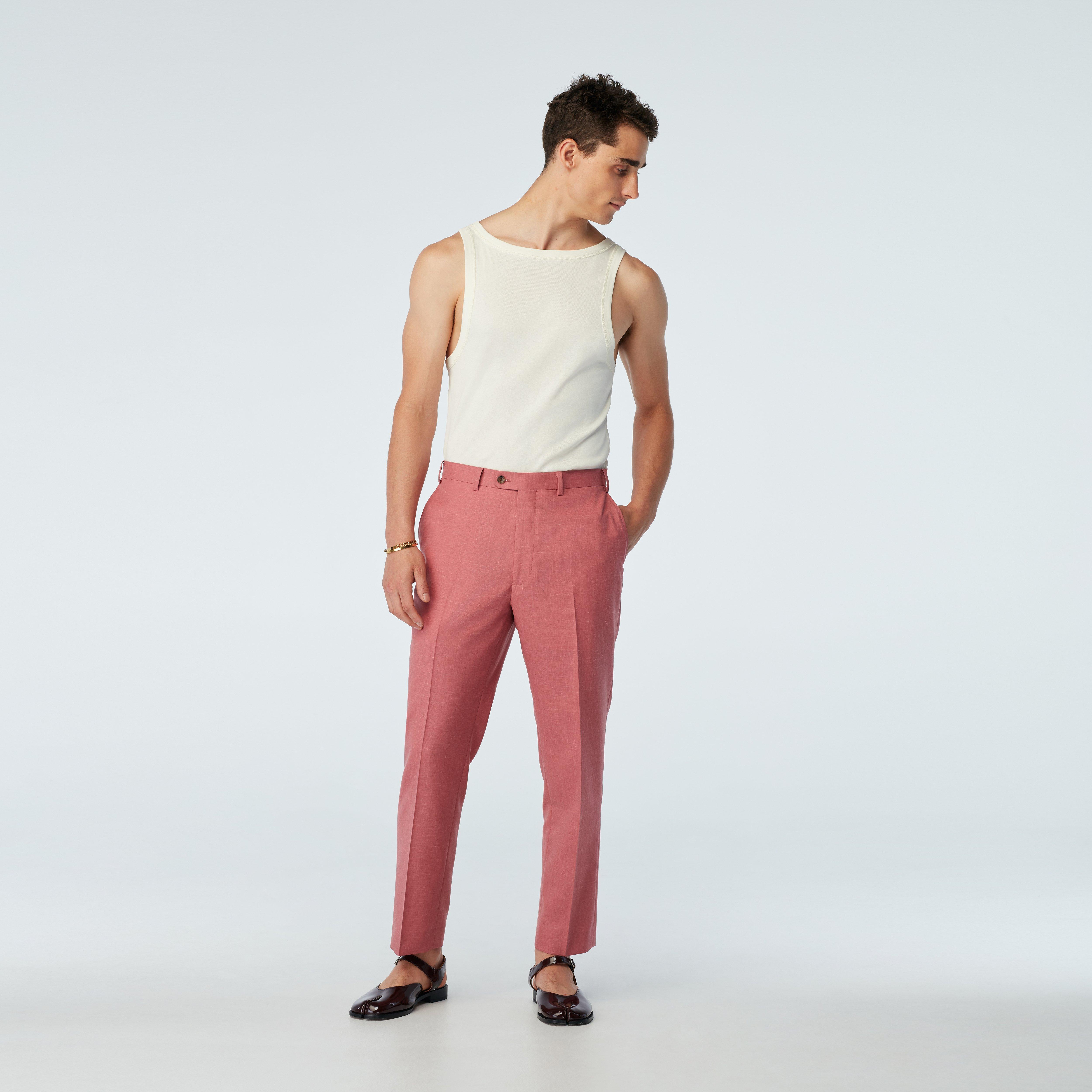 Men's Custom Pants - Stockport Wool Linen Dusty Rose Pants | INDOCHINO