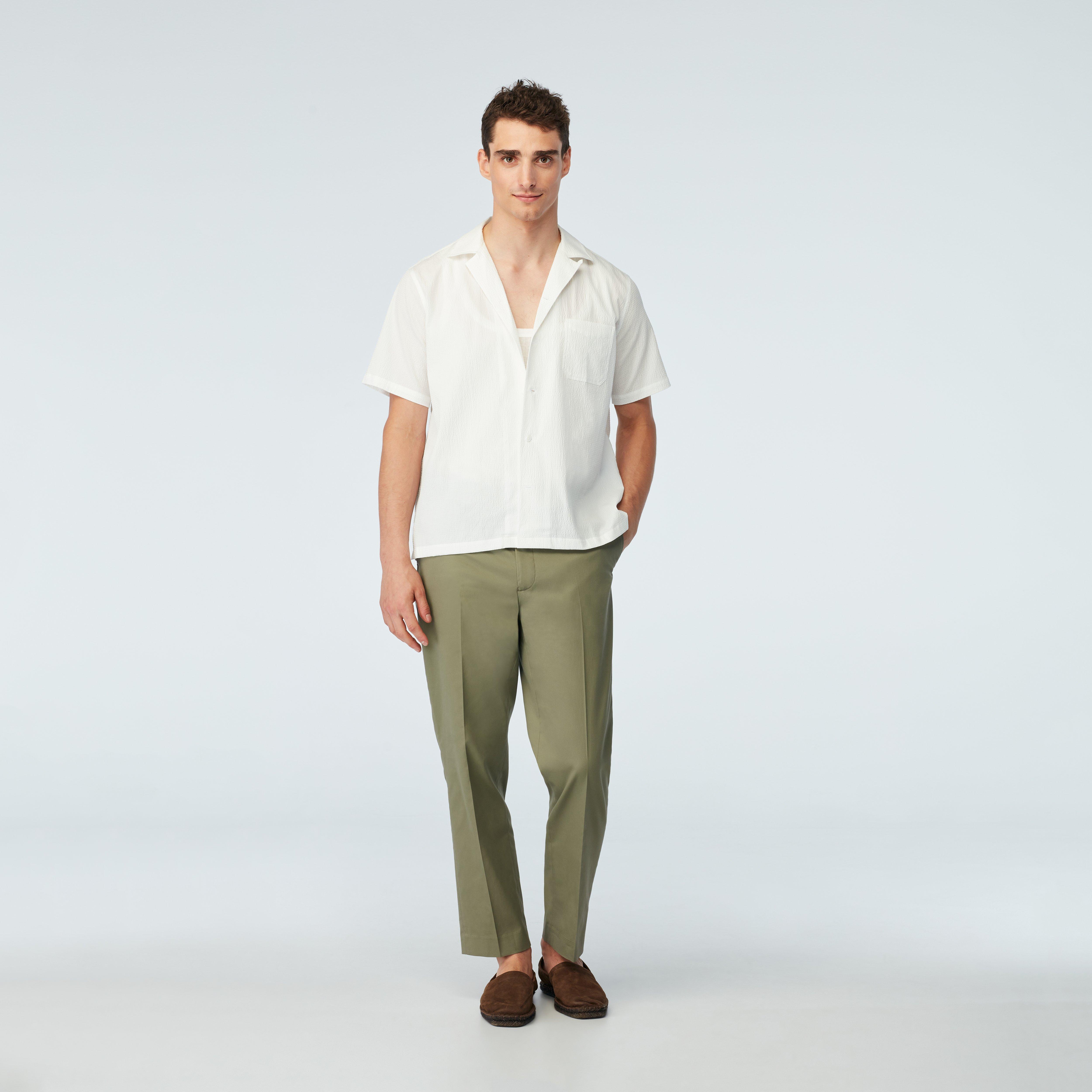 Men's Camp Shirts - Oakington Seersucker White Camp Shirt | INDOCHINO