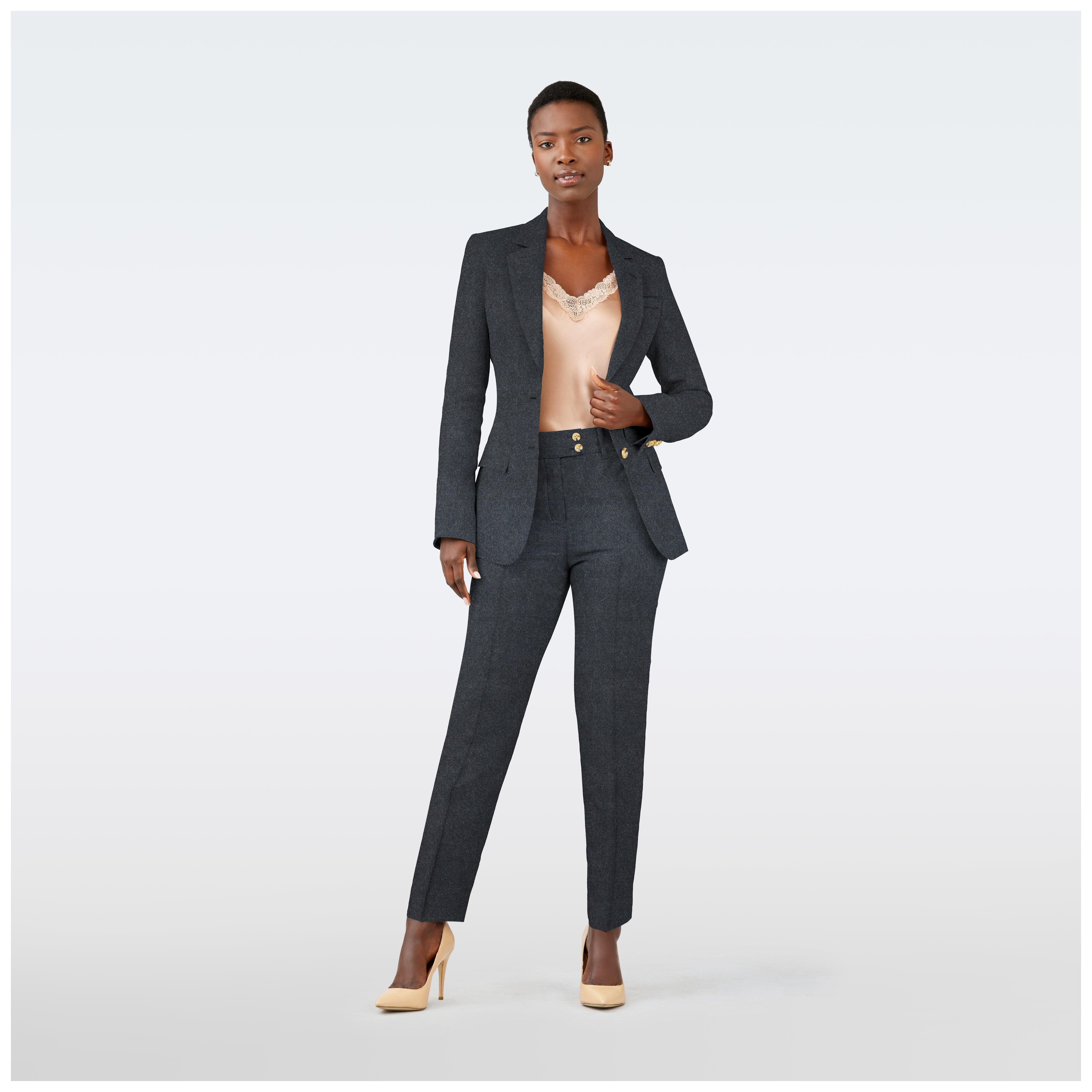 Custom Suits Made For You - Harford Velvet Gray Suit Women | INDOCHINO