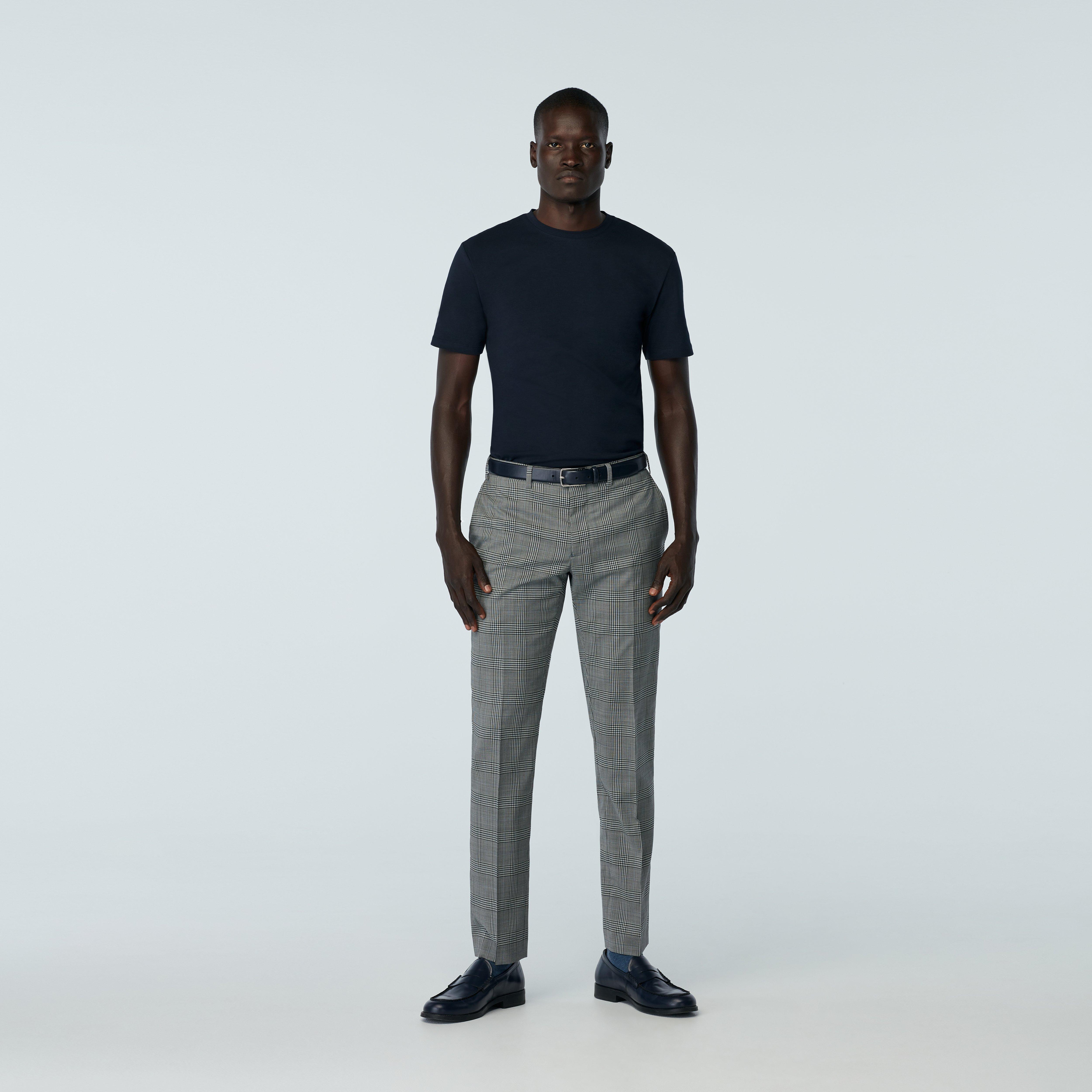 DS Khaki and White Check Print Ankle Pants