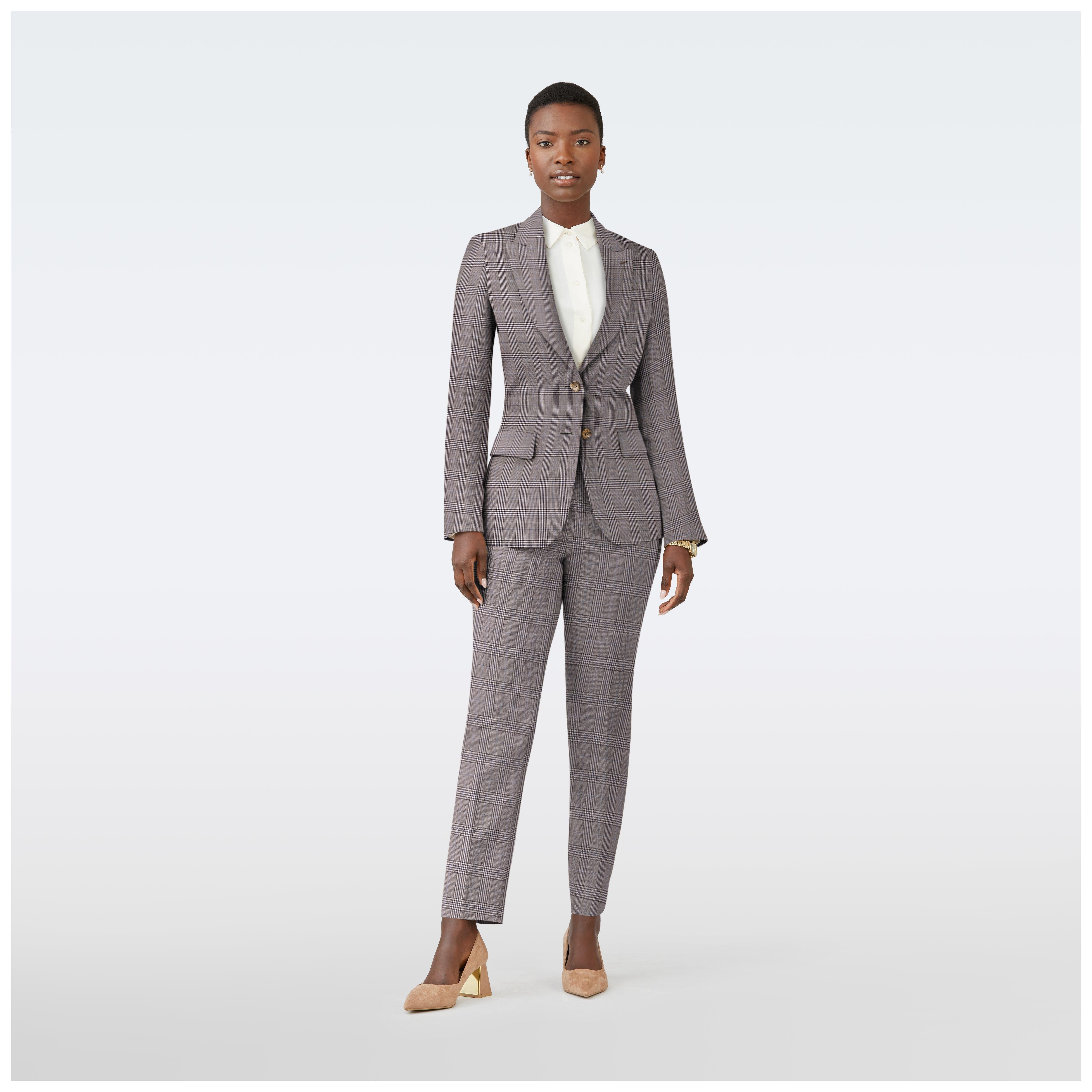 Women's Custom Blazers Milano Glen Check Black and White Blazer Women